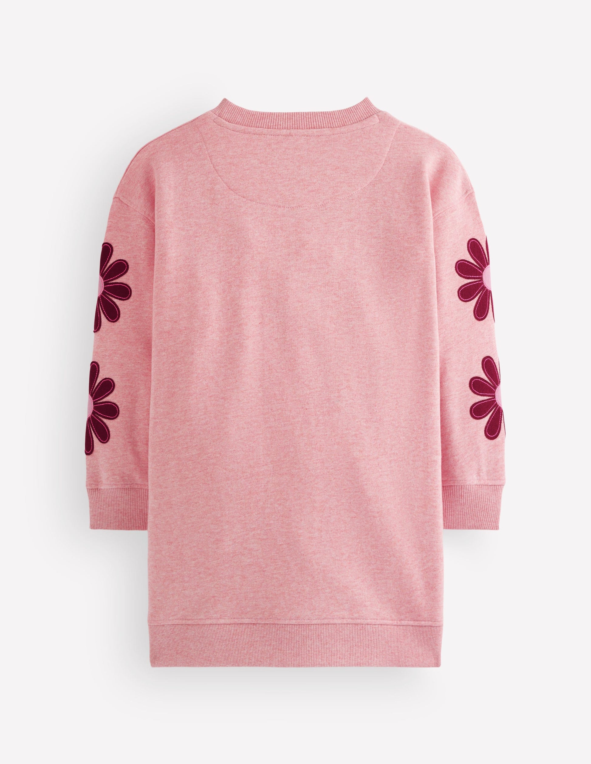 Ami Relaxed Sweatshirt Dress-Pink Flower Embroidery-2