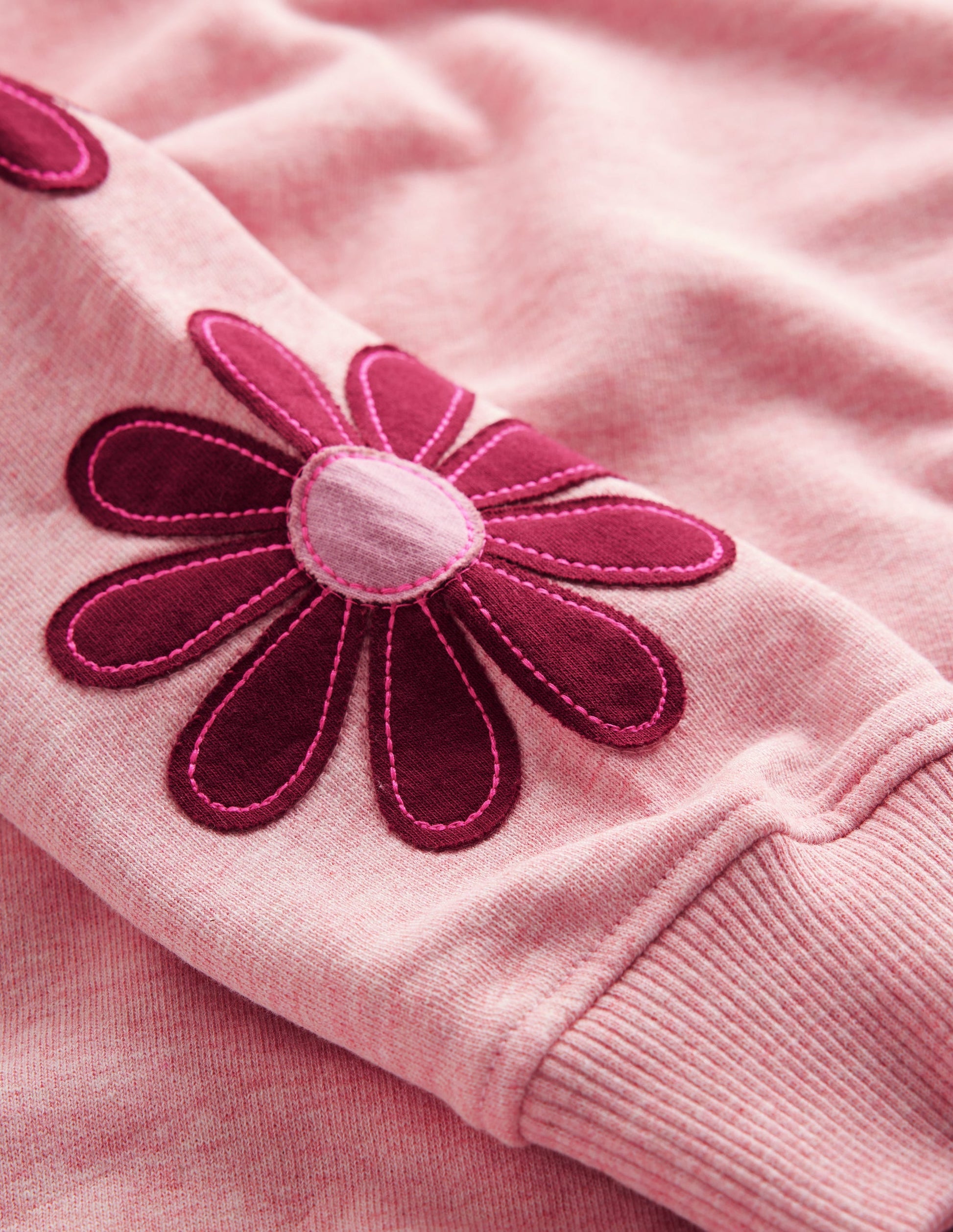 Ami Relaxed Sweatshirt Dress-Pink Flower Embroidery-3