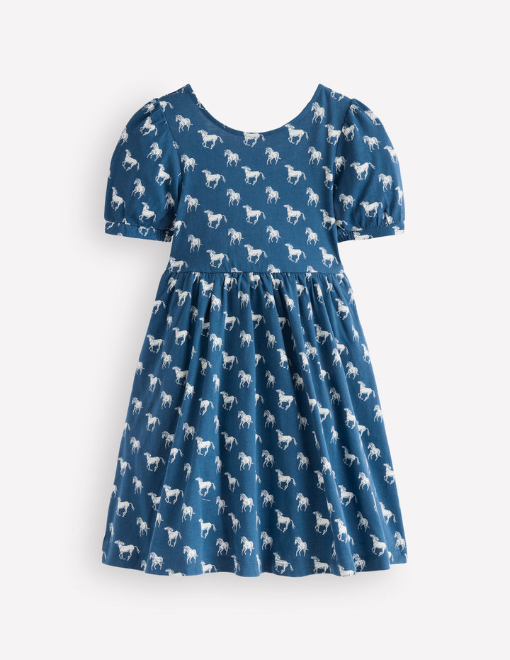 Ballerina Jersey Dress-Blue Horses