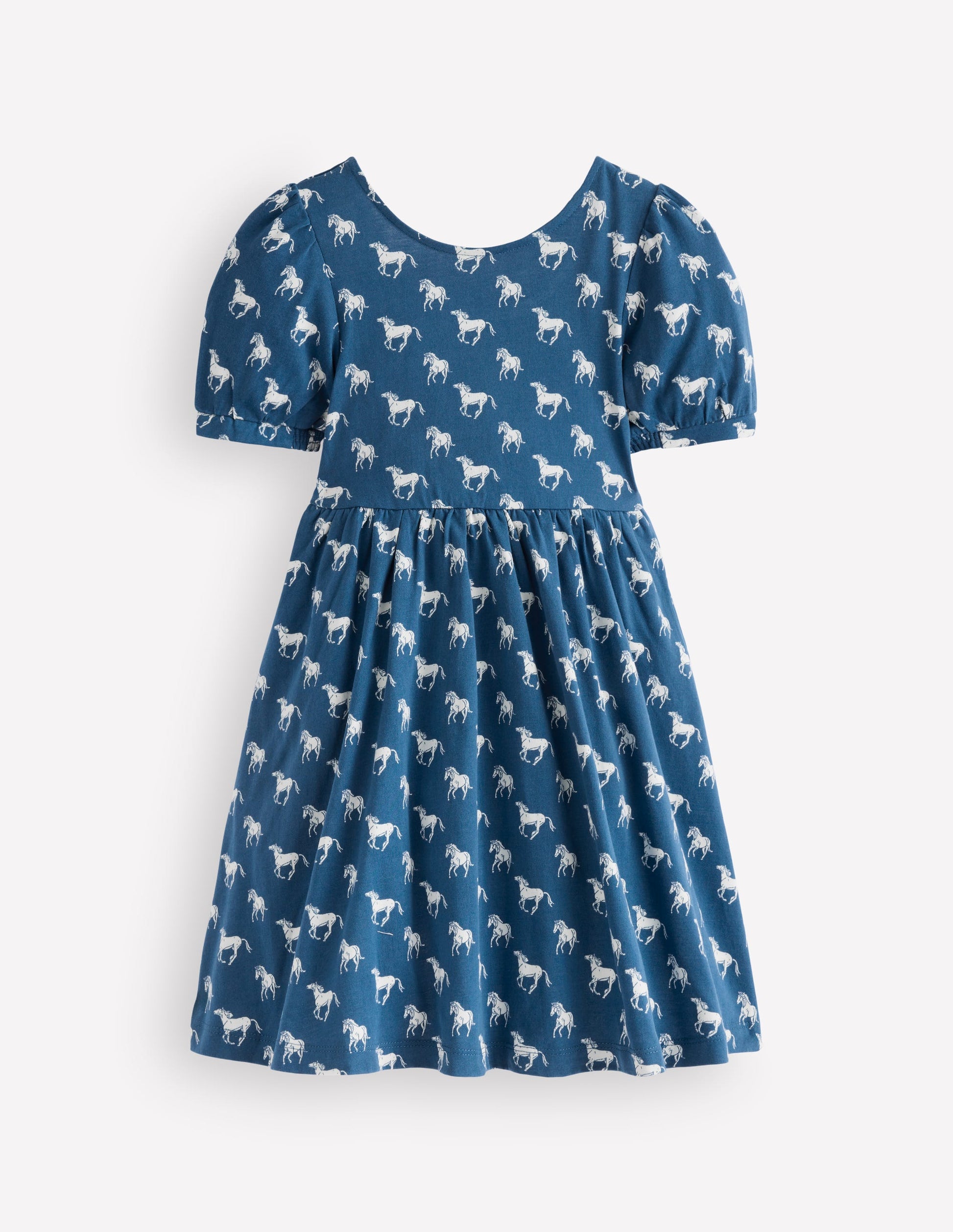 Ballerina Jersey Dress-Blue Horses-1