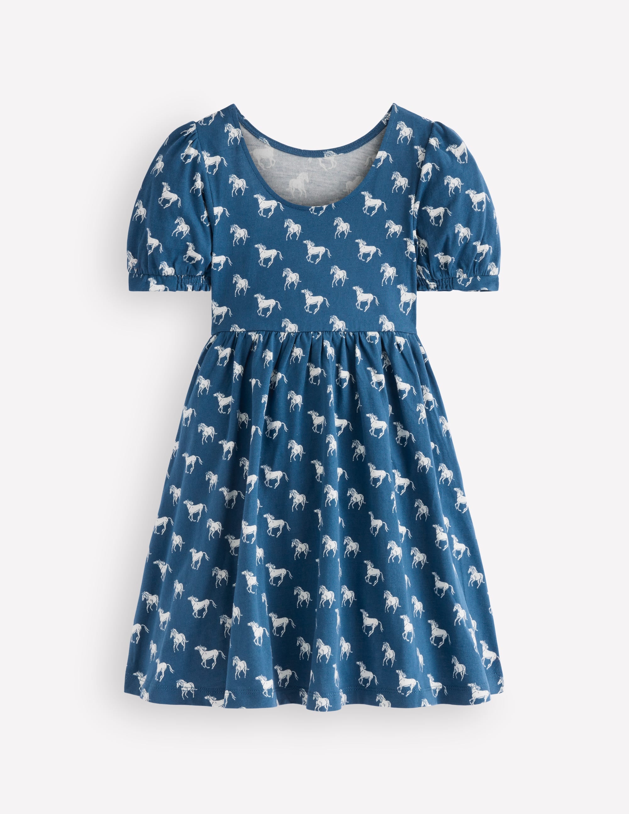Ballerina Jersey Dress-Blue Horses - Image 2