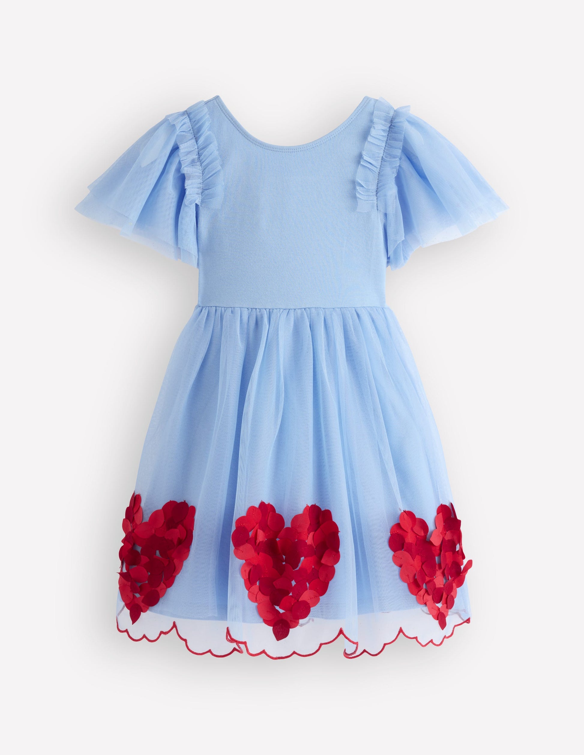 Short Sleeve Logo Tulle Dress-Blue Hearts-2