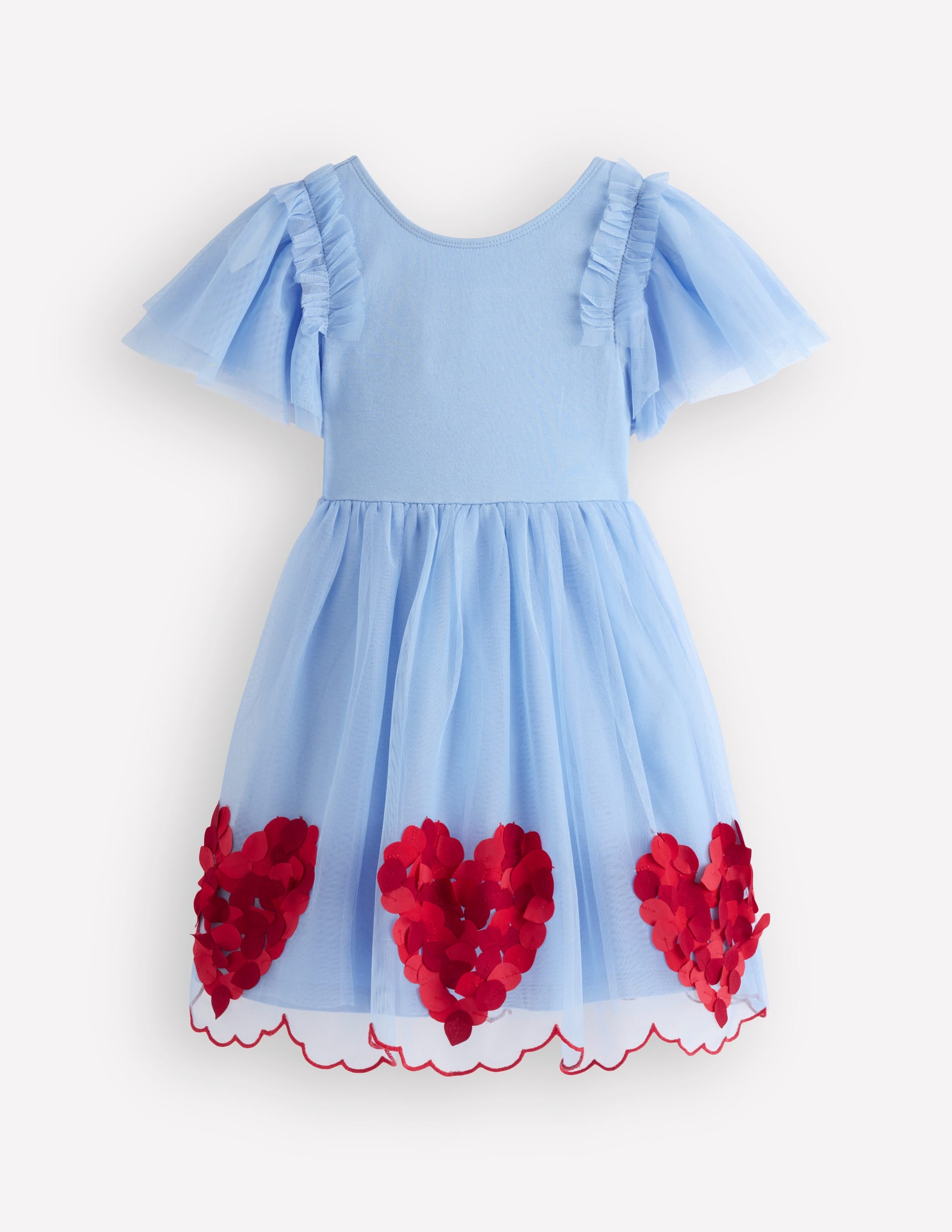 Short Sleeve Logo Tulle Dress-Blue Hearts - Image 2