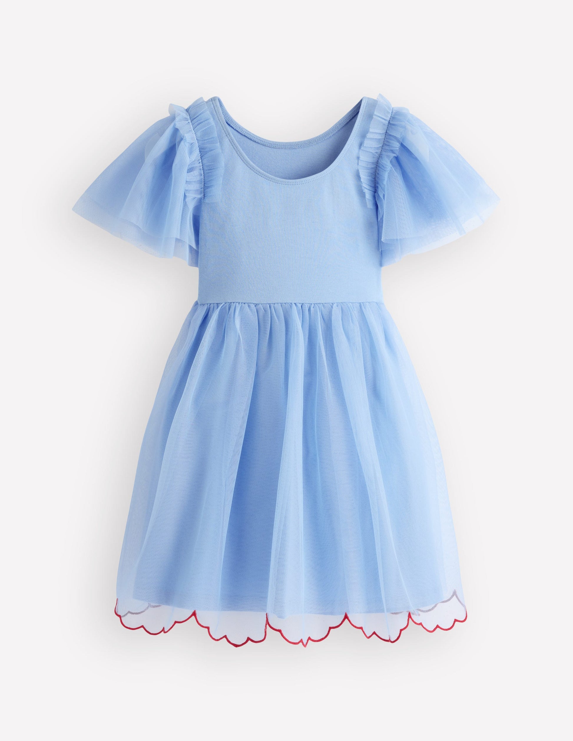 Short Sleeve Logo Tulle Dress-Blue Hearts-3