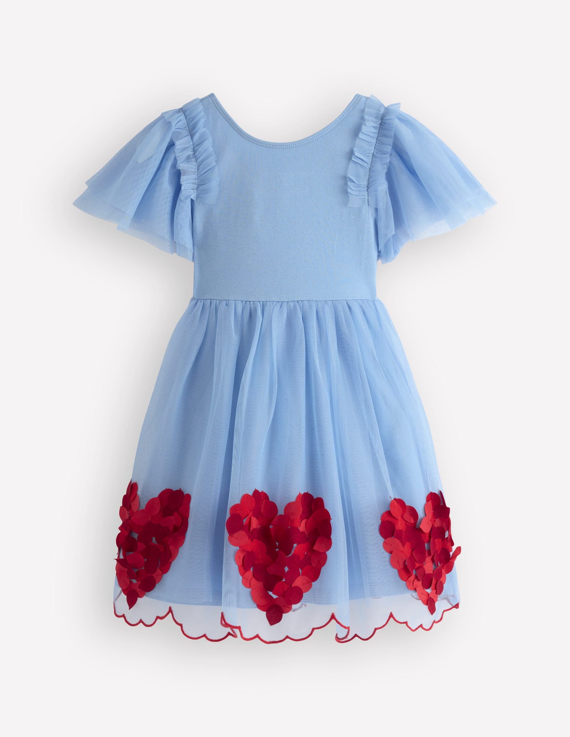 Short Sleeve Logo Tulle Dress-Blue Hearts - Image 1