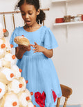 Short Sleeve Logo Tulle Dress-Blue Hearts