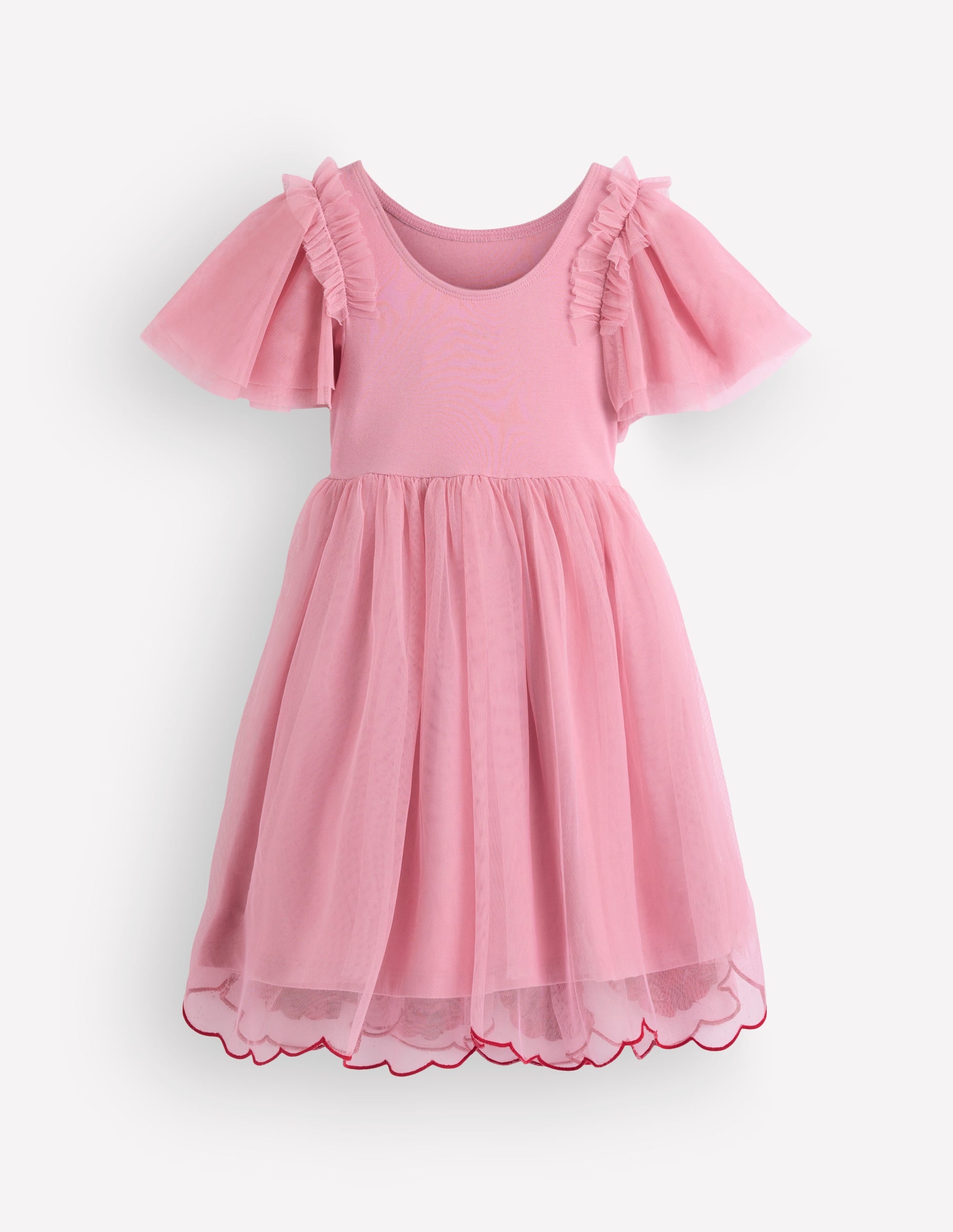 Short Sleeve Logo Tulle Dress-Pink Cherry Applique - Image 2