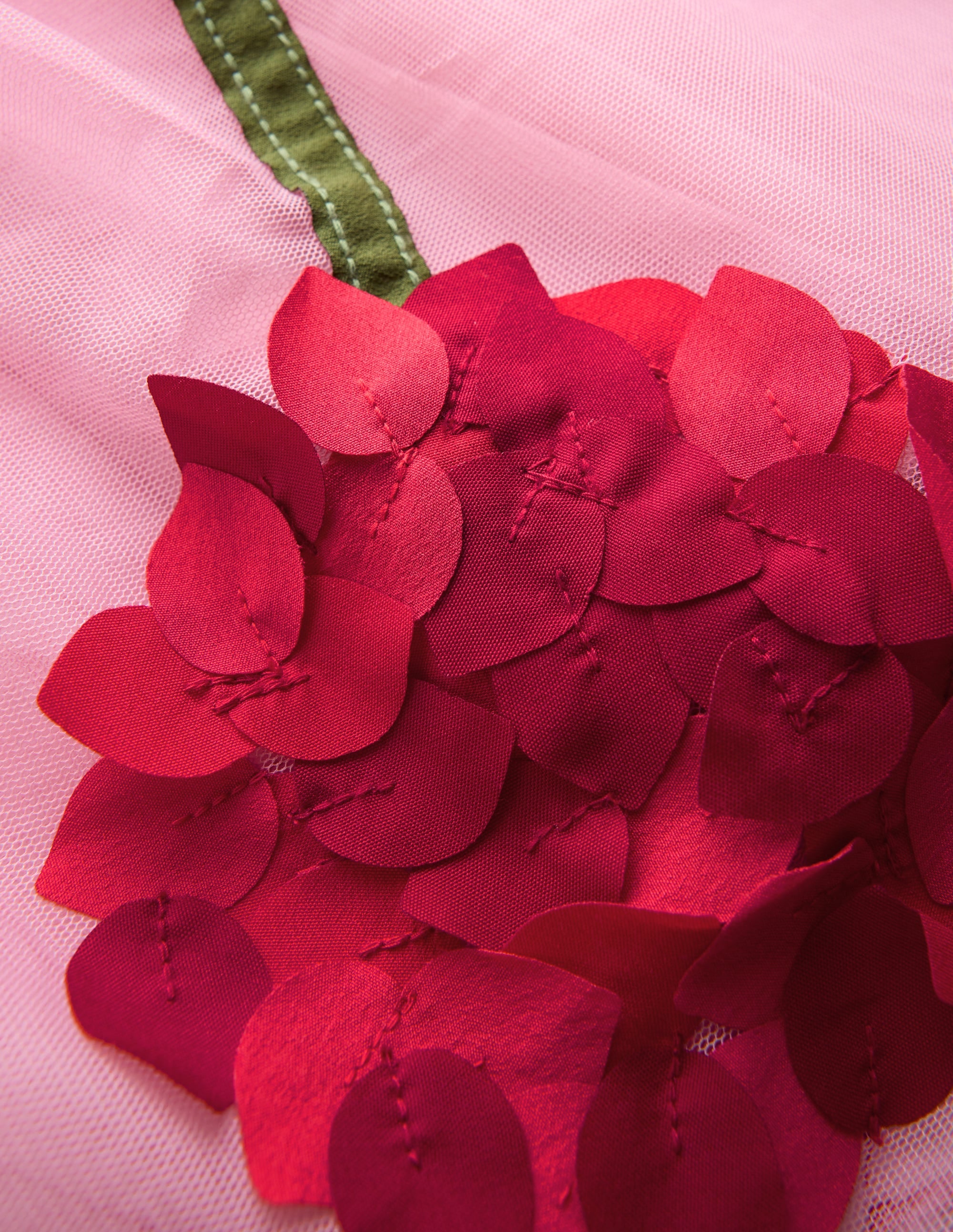 Short Sleeve Logo Tulle Dress-Pink Cherry Applique - Image 3