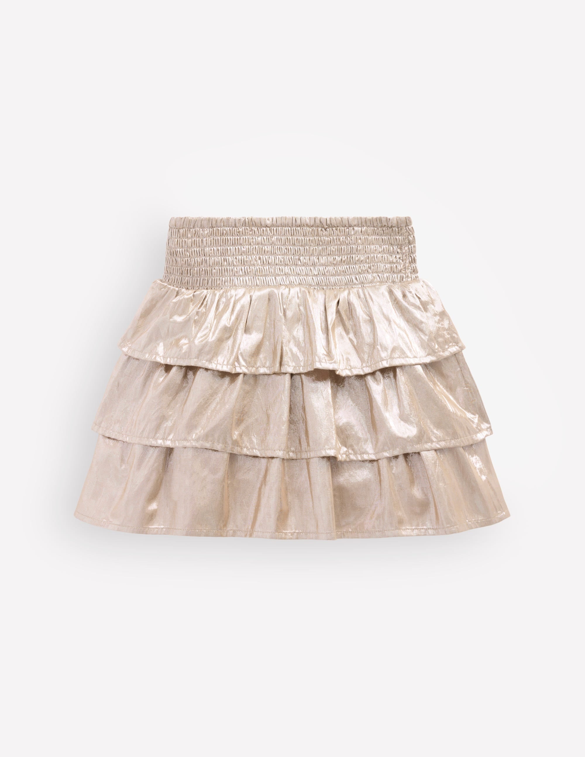 Smocked Waist Ruffle Skirt-Gold Metallic - Image 3