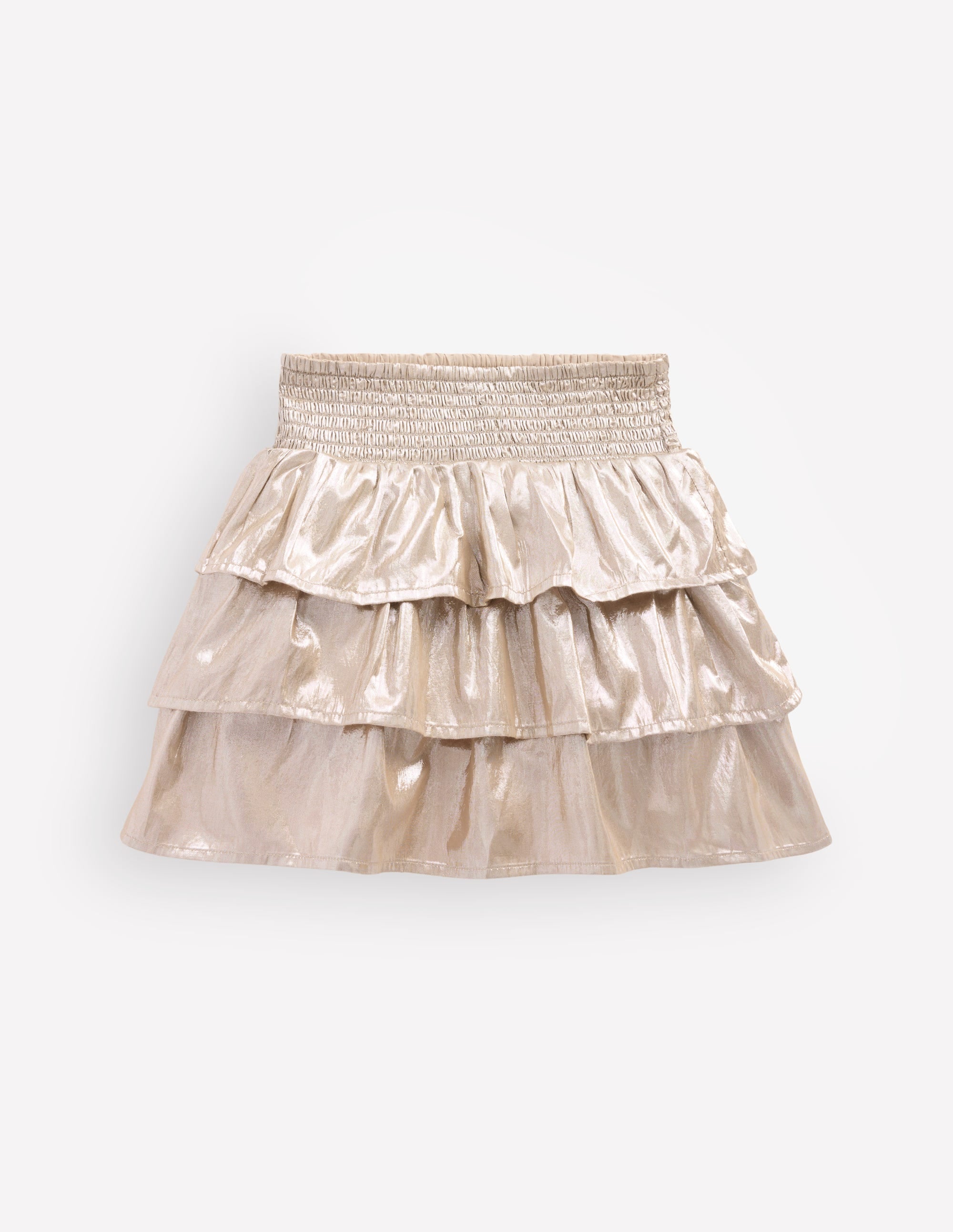Smocked Waist Ruffle Skirt-Gold Metallic - Image 2