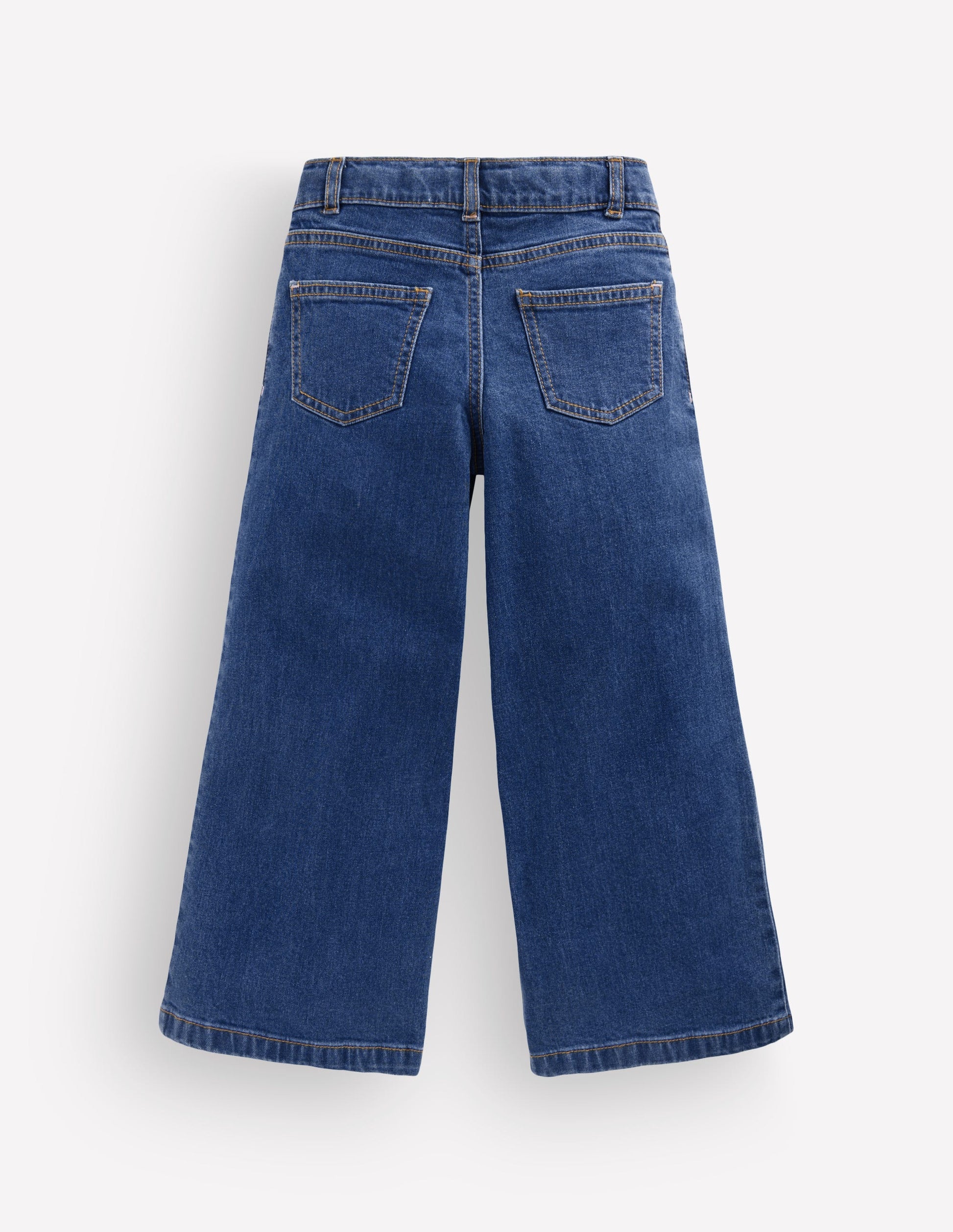 Wide Leg Jeans-Mid Wash Heart Applique-2