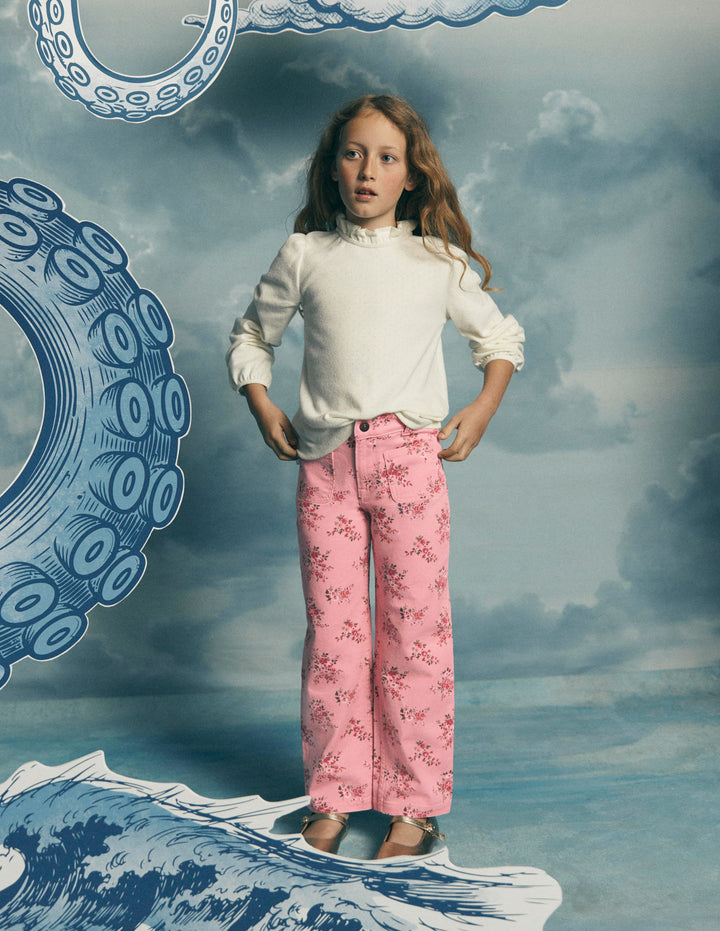 Patch Pocket Straight Jeans-Pink Quartz Soft Floral
