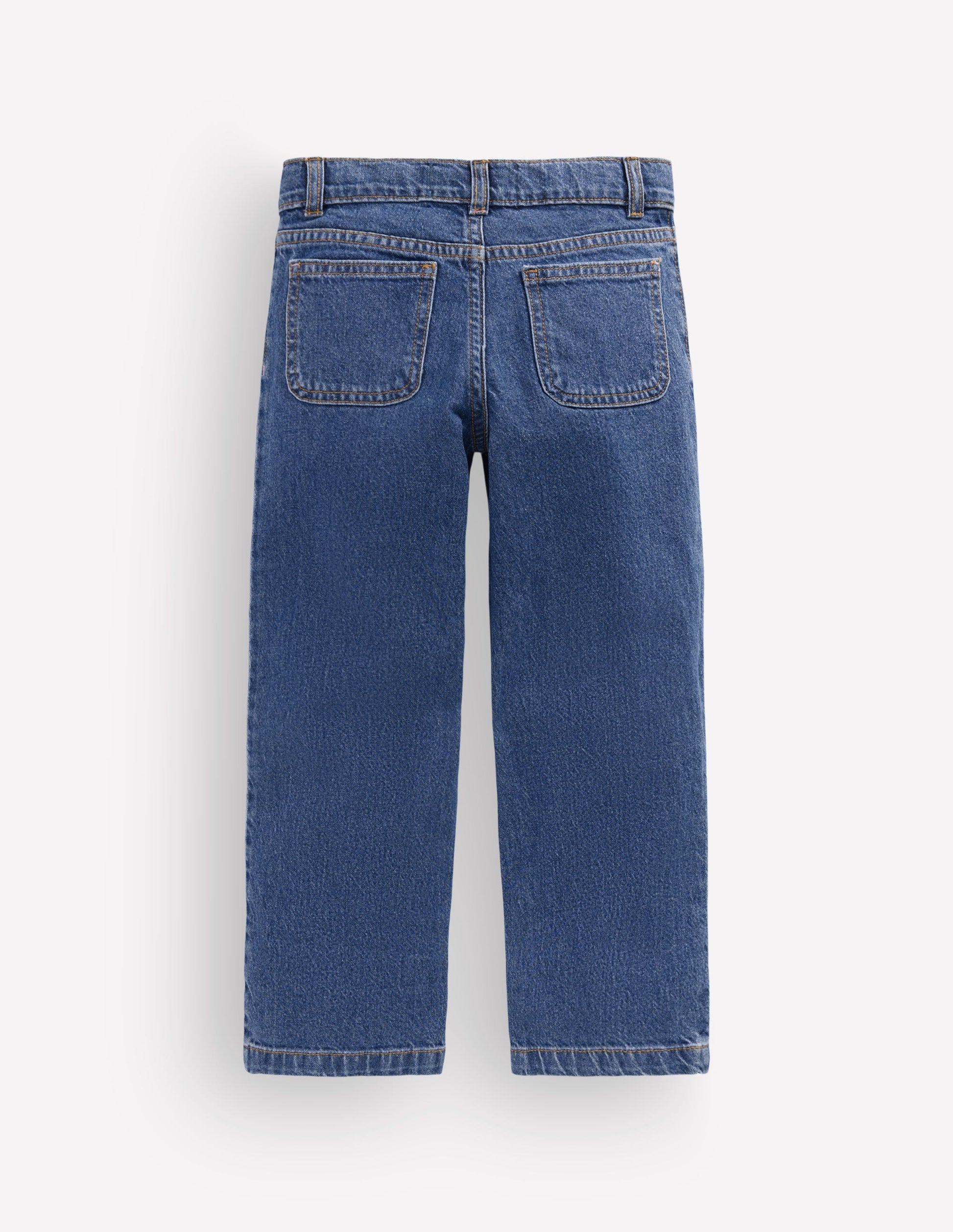 Patch Pocket Straight Jeans-Denim Embroidery-2