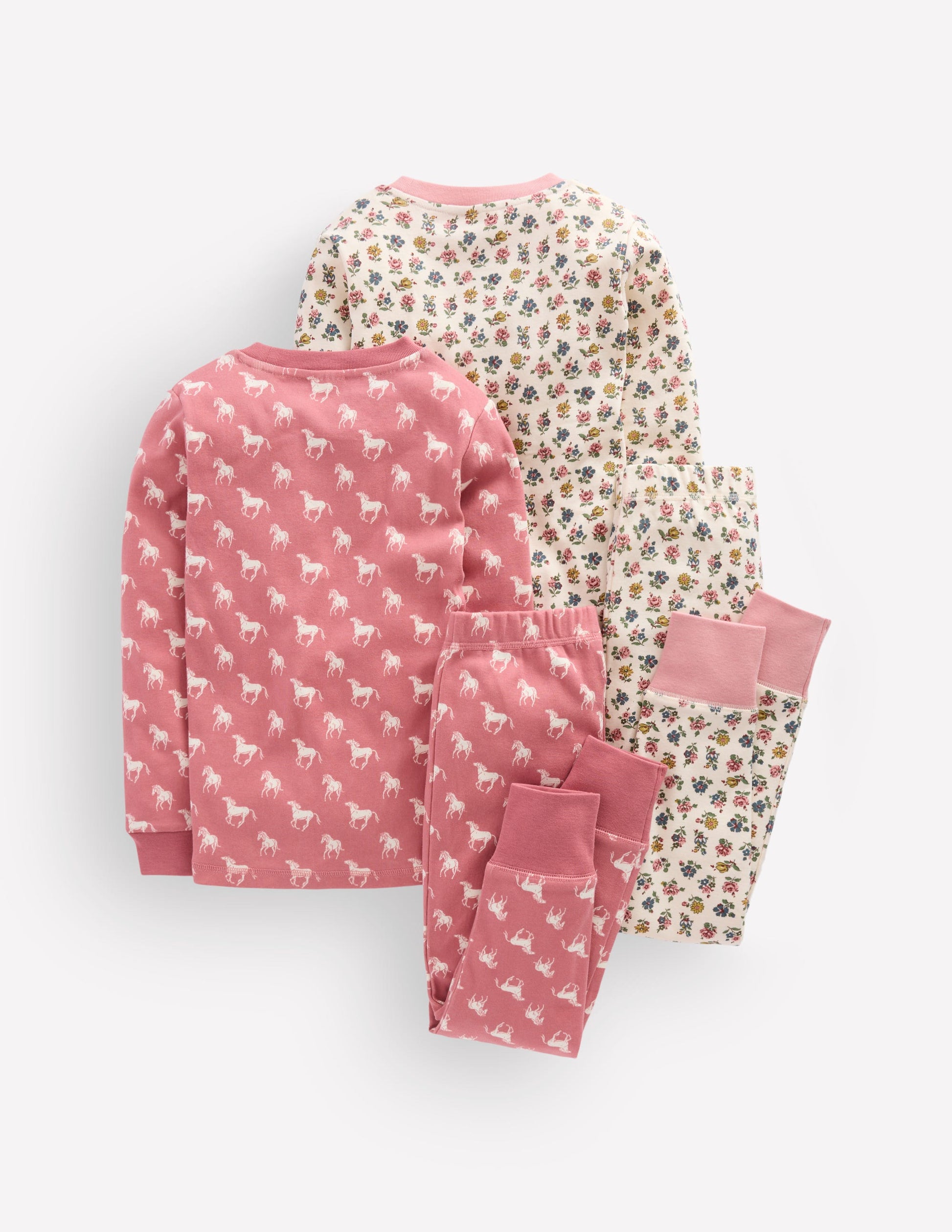 Twin Pack Snug Pyjamas-Vintage Rose Horses-2