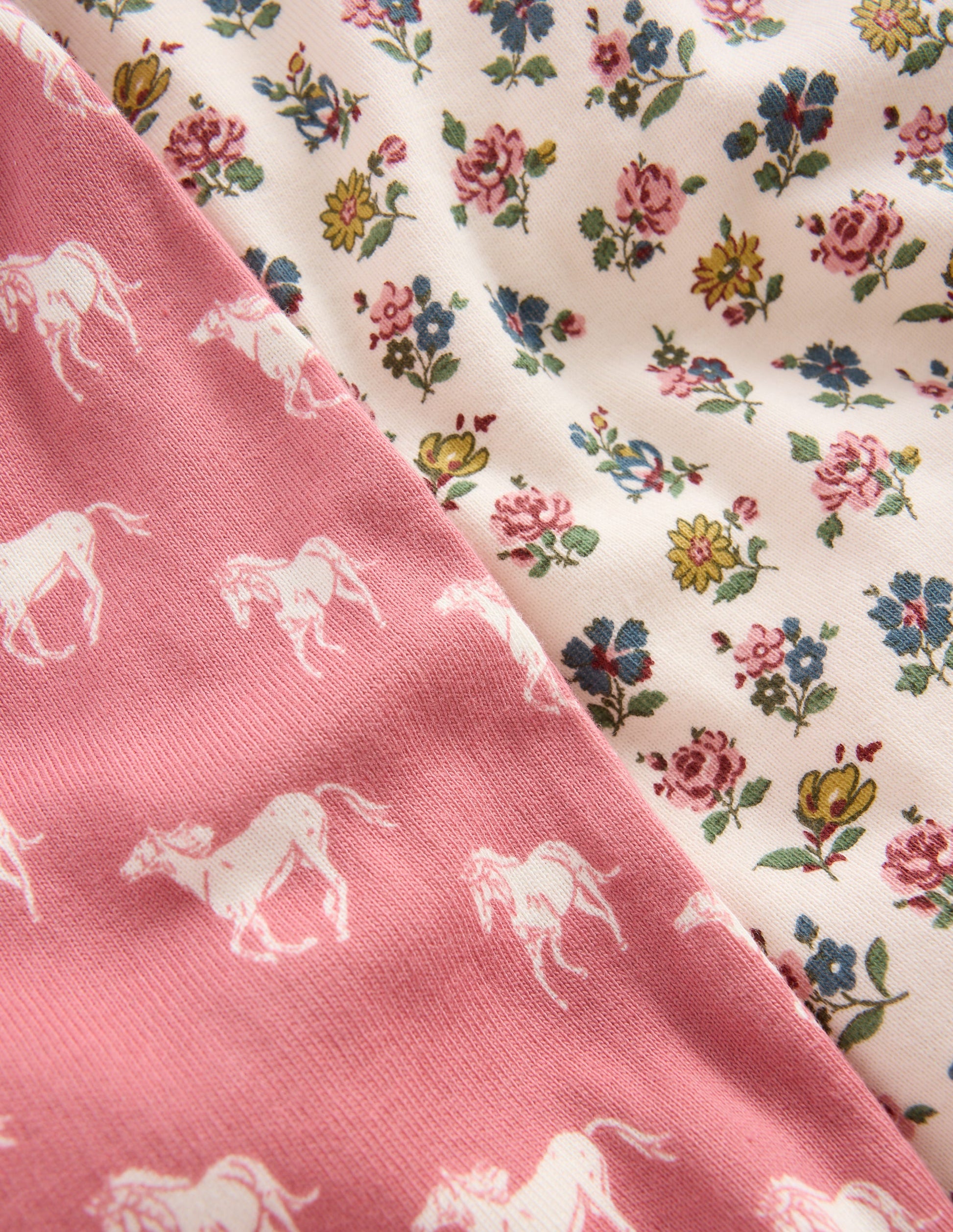 Twin Pack Snug Pyjamas-Vintage Rose Horses-3