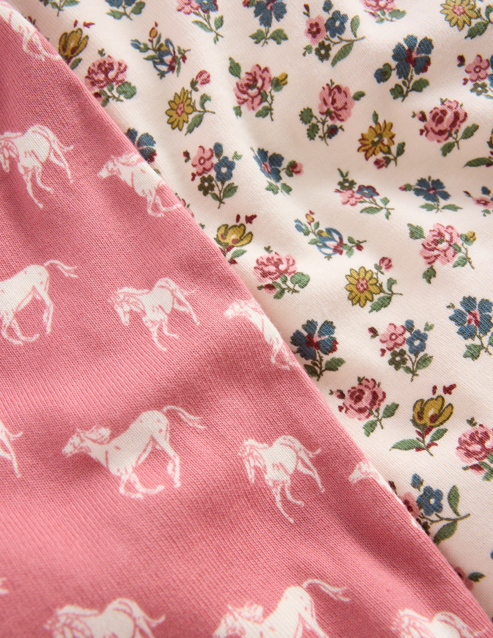 Twin Pack Snug Pyjamas-Vintage Rose Horses - Image 3
