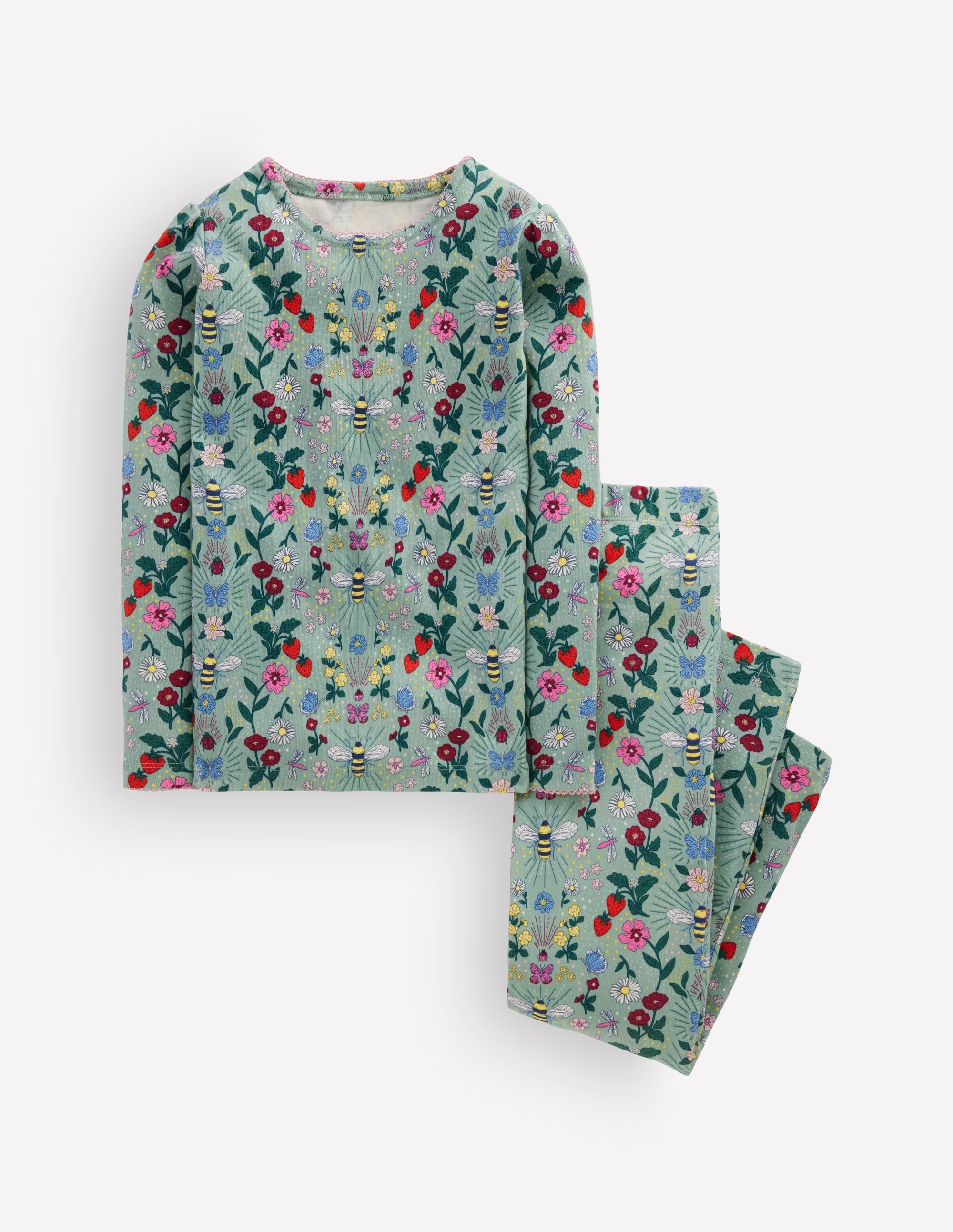 Snug Long John Pyjamas-Bee Garden - Image 1