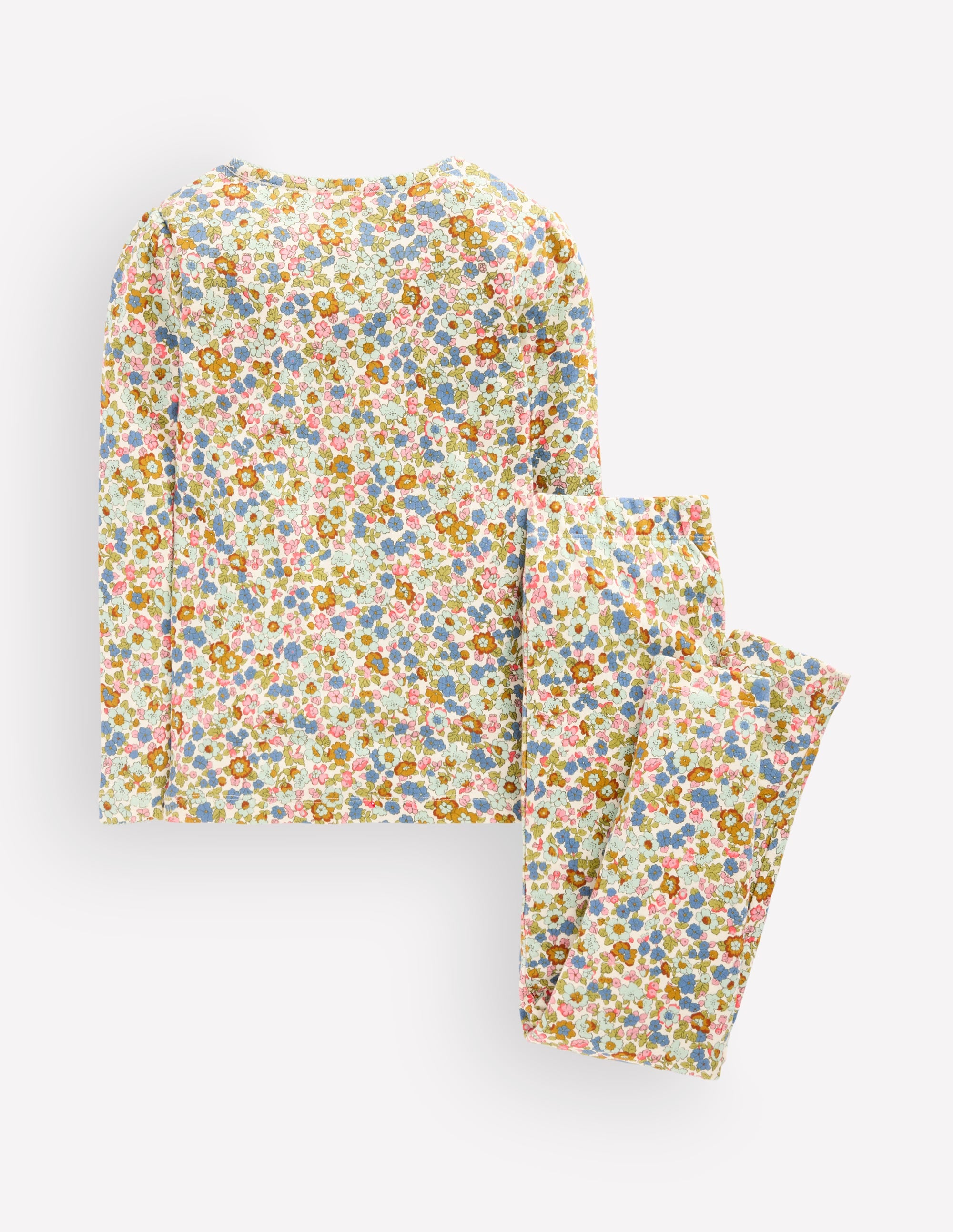 Snug Long John Pyjamas-Vintage Blue Flowerbed - Image 2