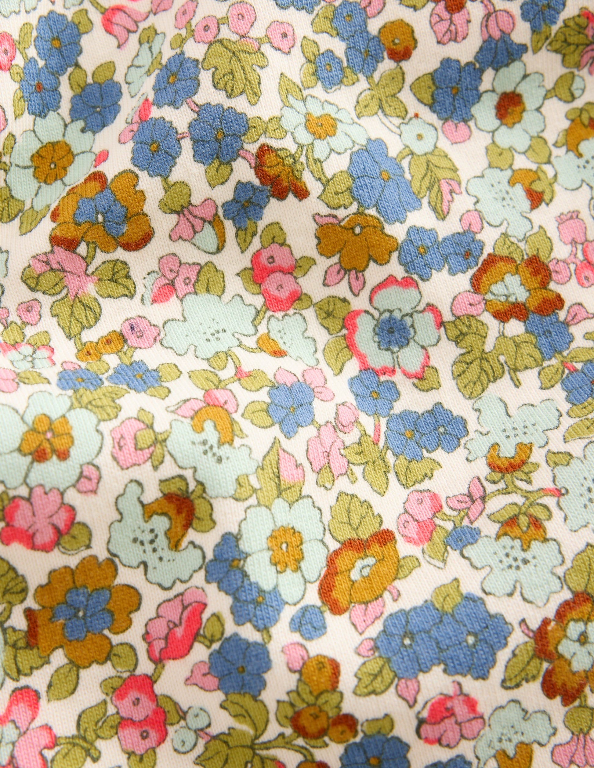 Snug Long John Pyjamas-Vintage Blue Flowerbed-3