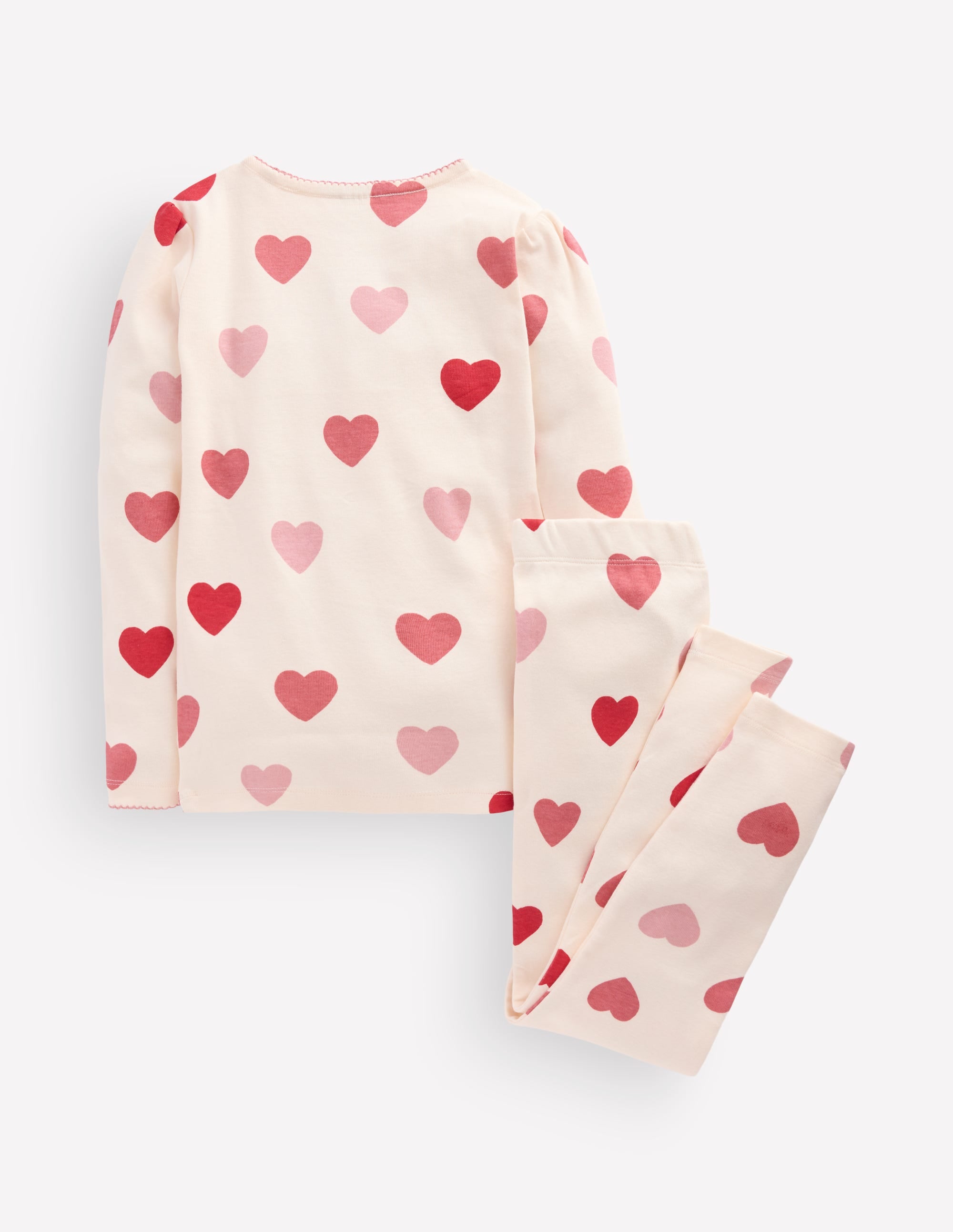 Snug Long John Pyjamas-Soft Ivory Hearts - Image 2