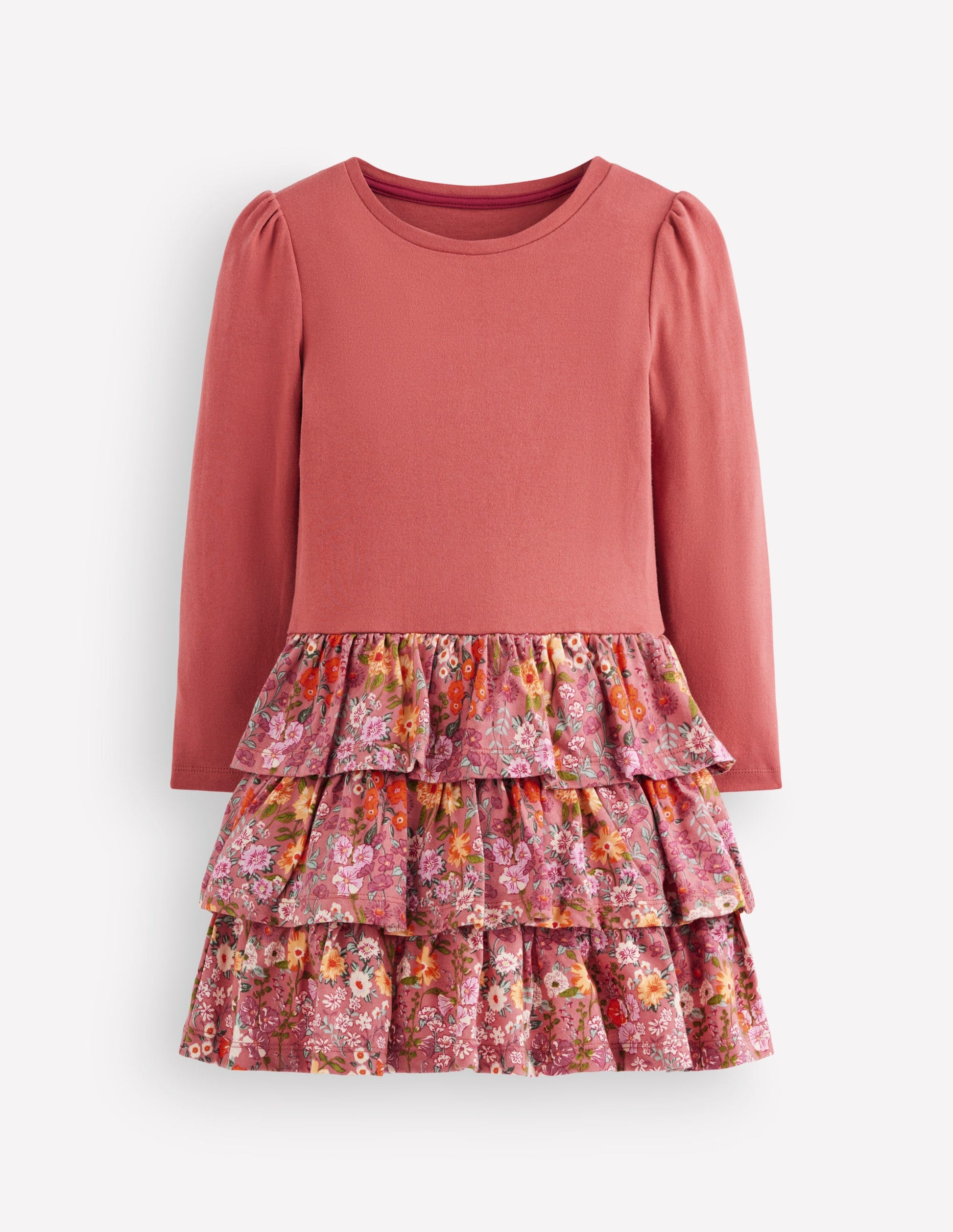 Cora Jersey RaRa Dress-Pink Flower Vine-1