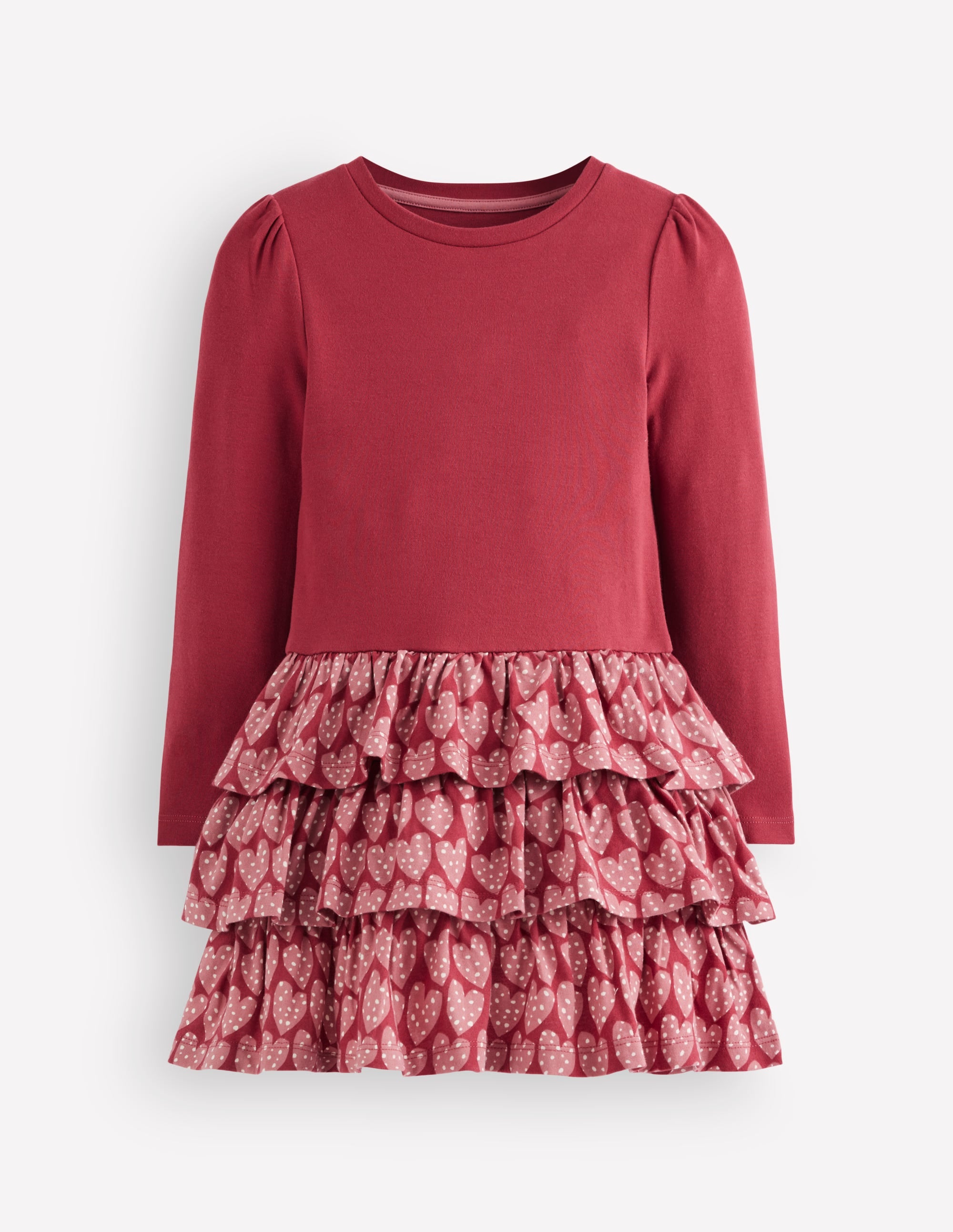 Cora Jersey RaRa Dress-Pomegranate Red Spotty Hearts - Image 1
