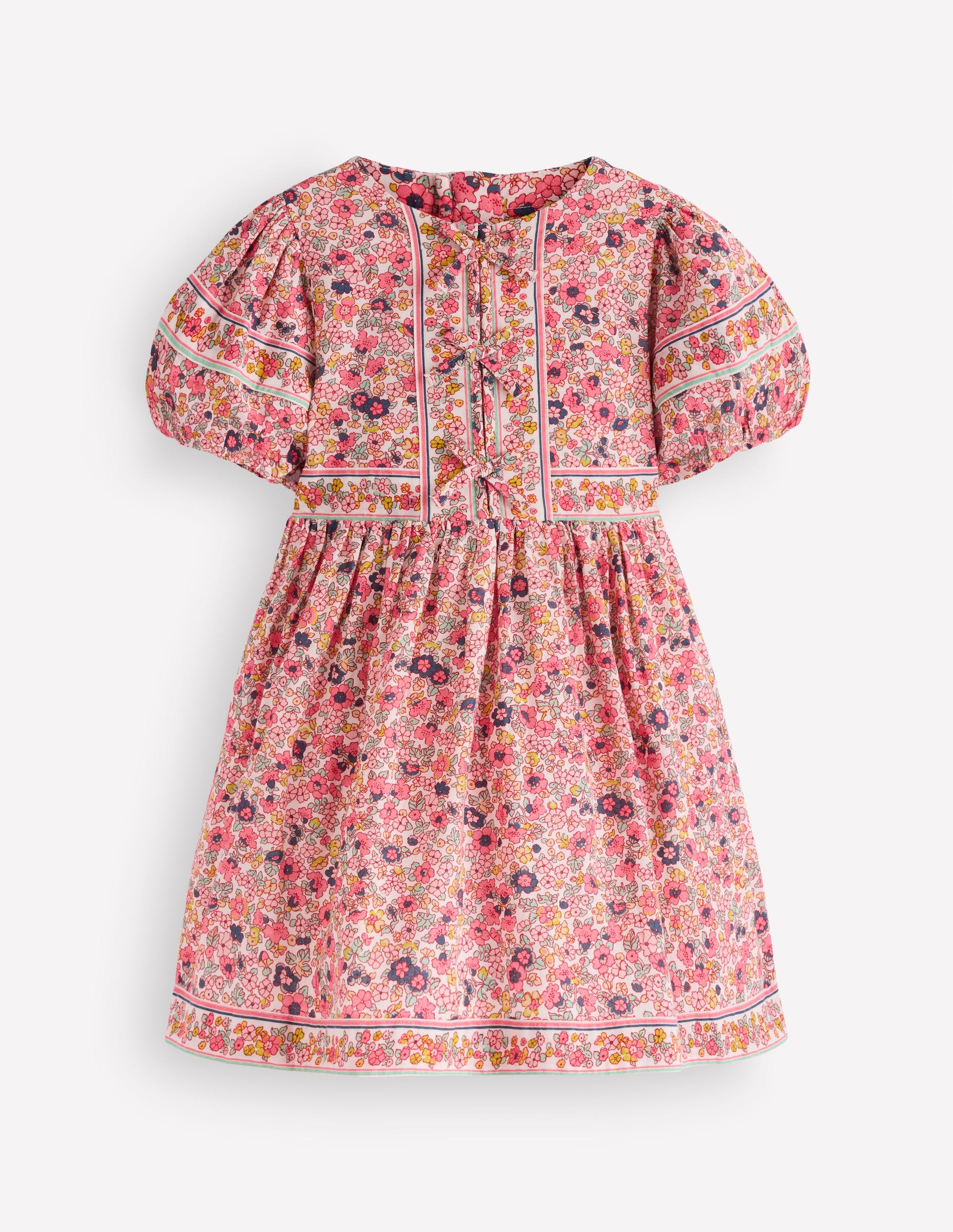 Bow Front Woven Dress-Soft Ivory Flowerbed-2