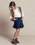 Frill Hem Denim Skirt-Dark Wash