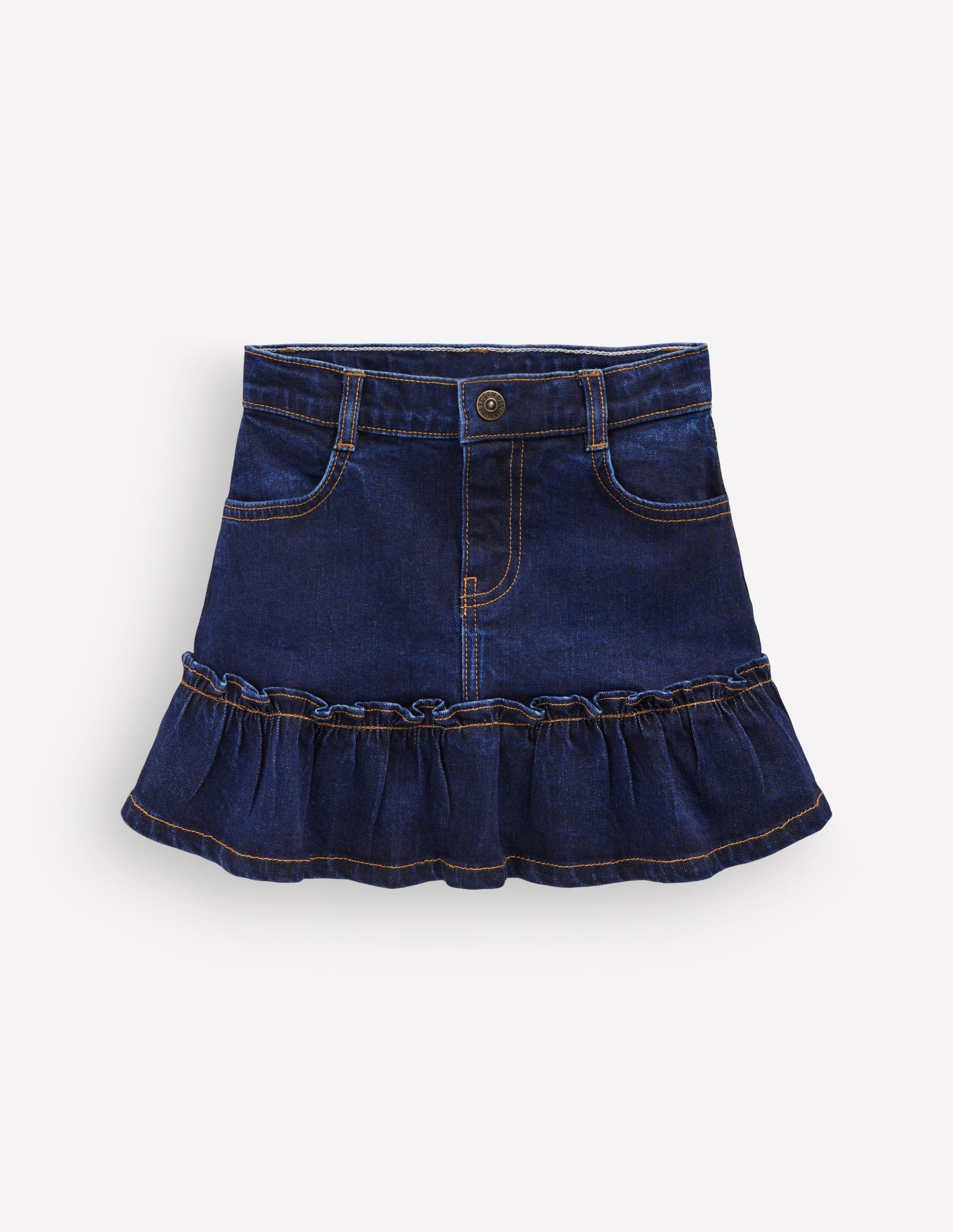 Frill Hem Denim Skirt-Dark Wash-4