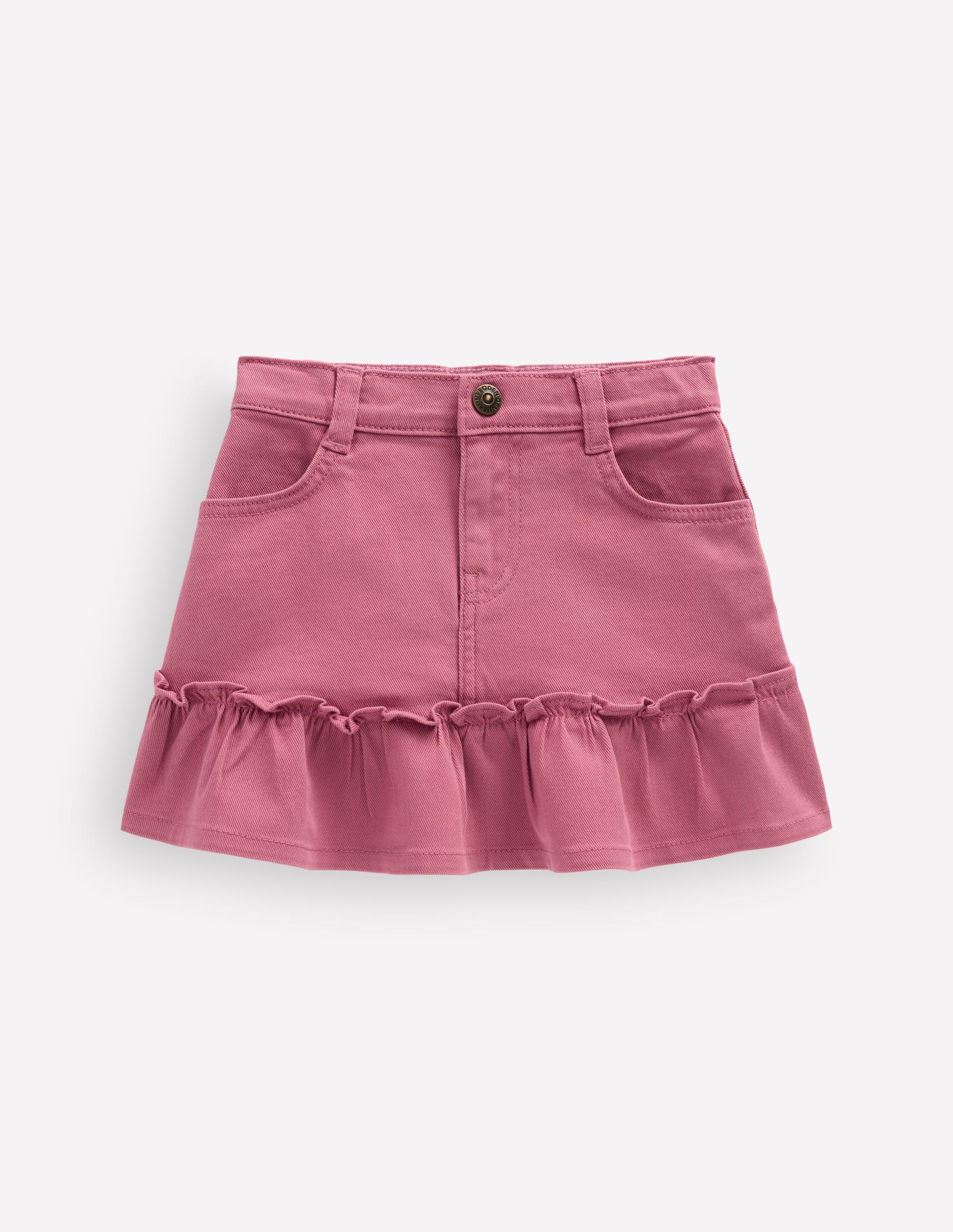 Frill Hem Denim Skirt-Pink Heather-1
