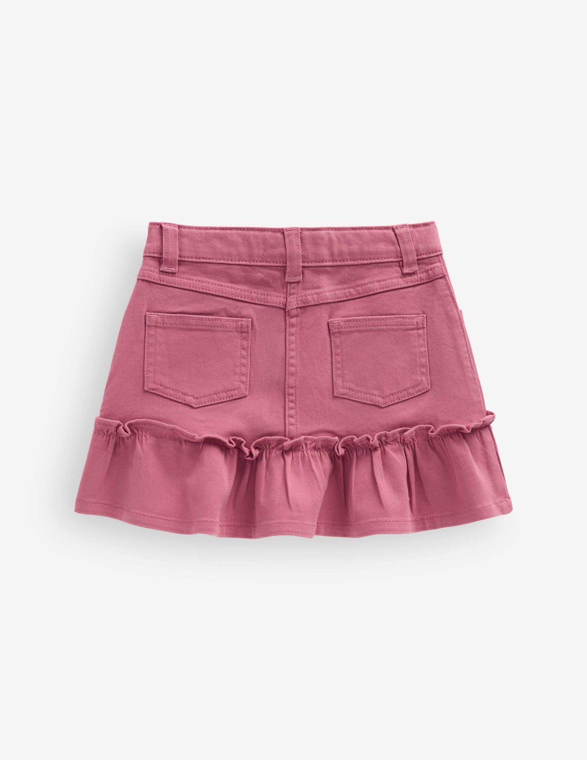 Frill Hem Denim Skirt-Pink Heather-2