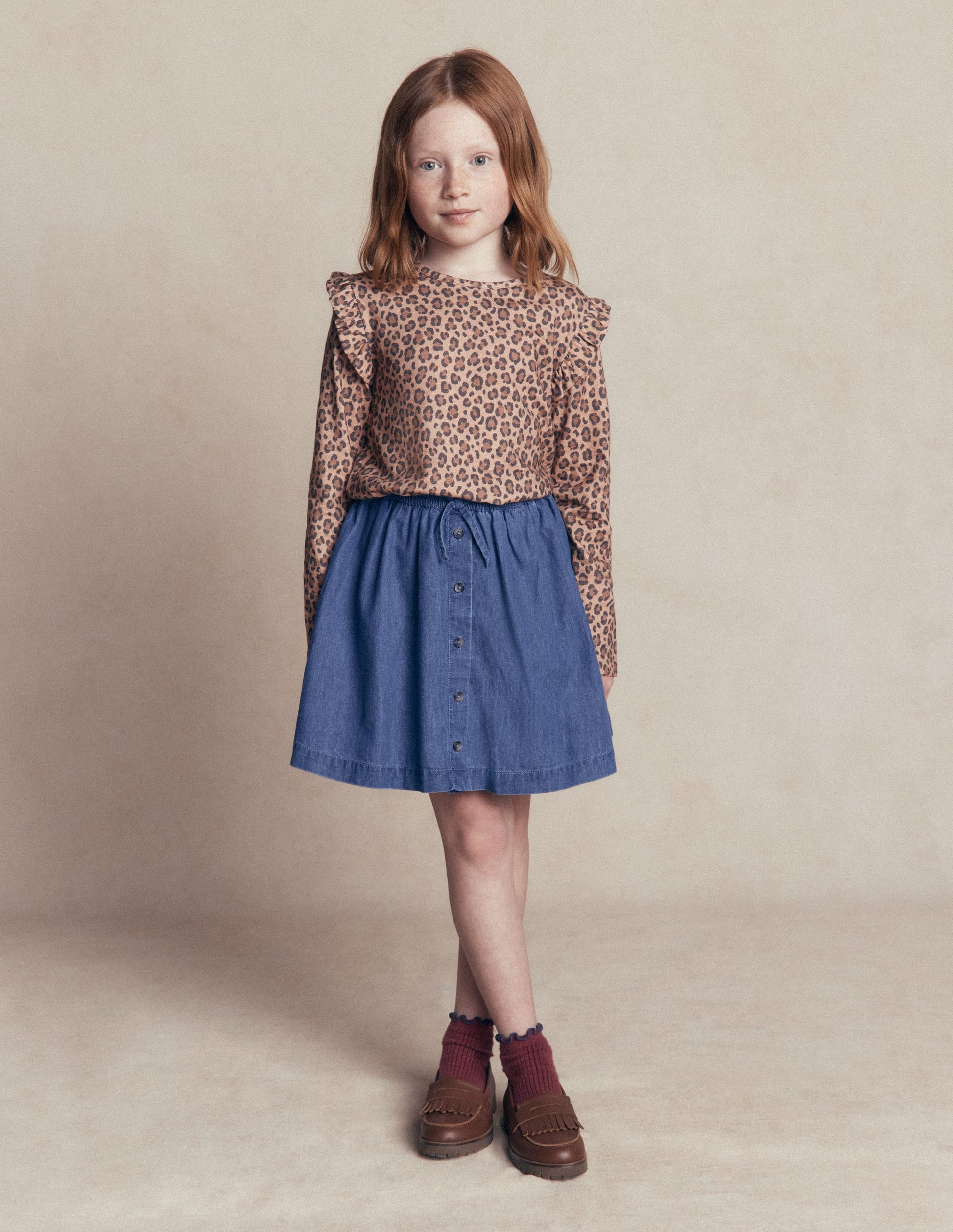 Woven Button-through Skirt-Mid Wash-1