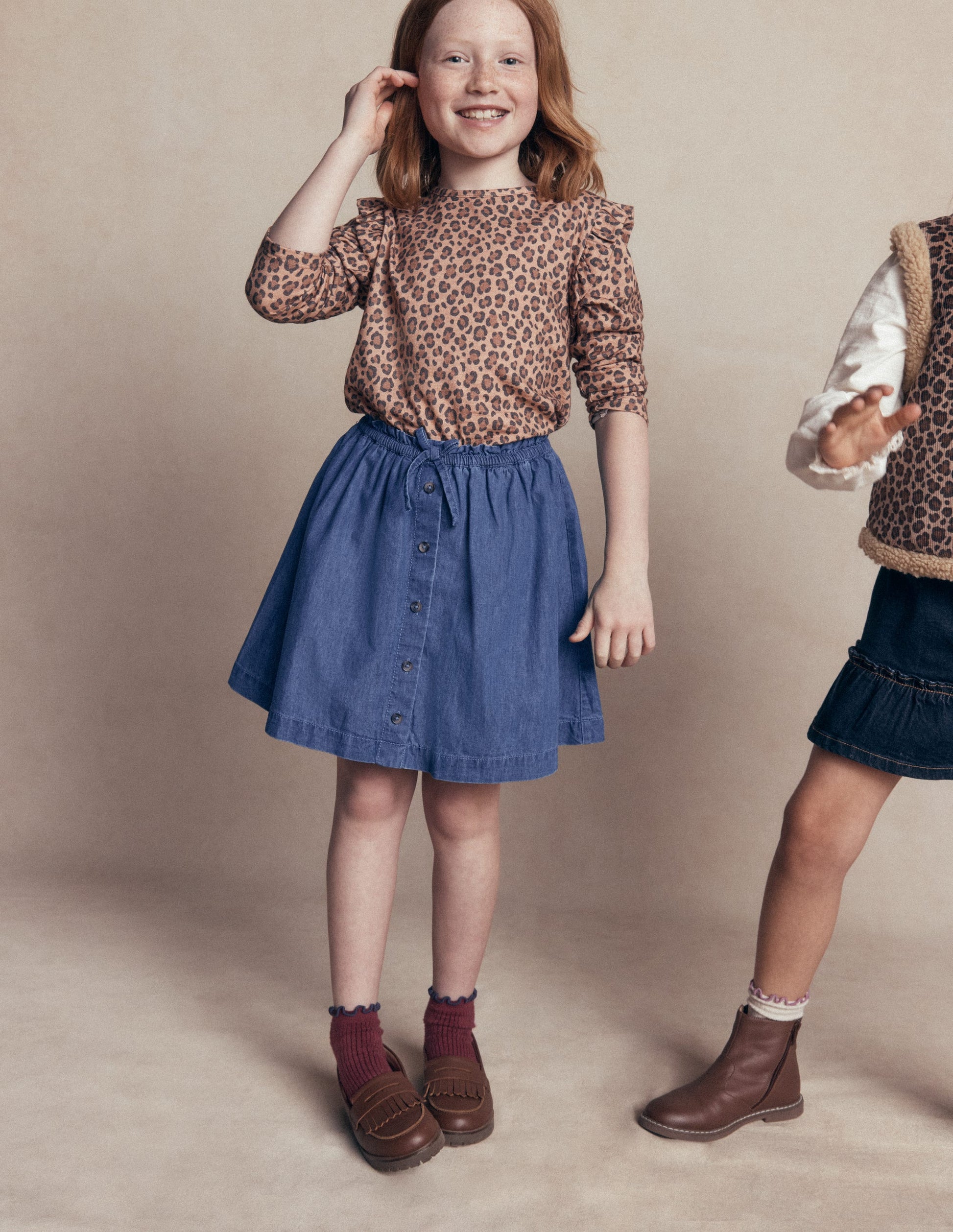 Woven Button-through Skirt-Mid Wash-3