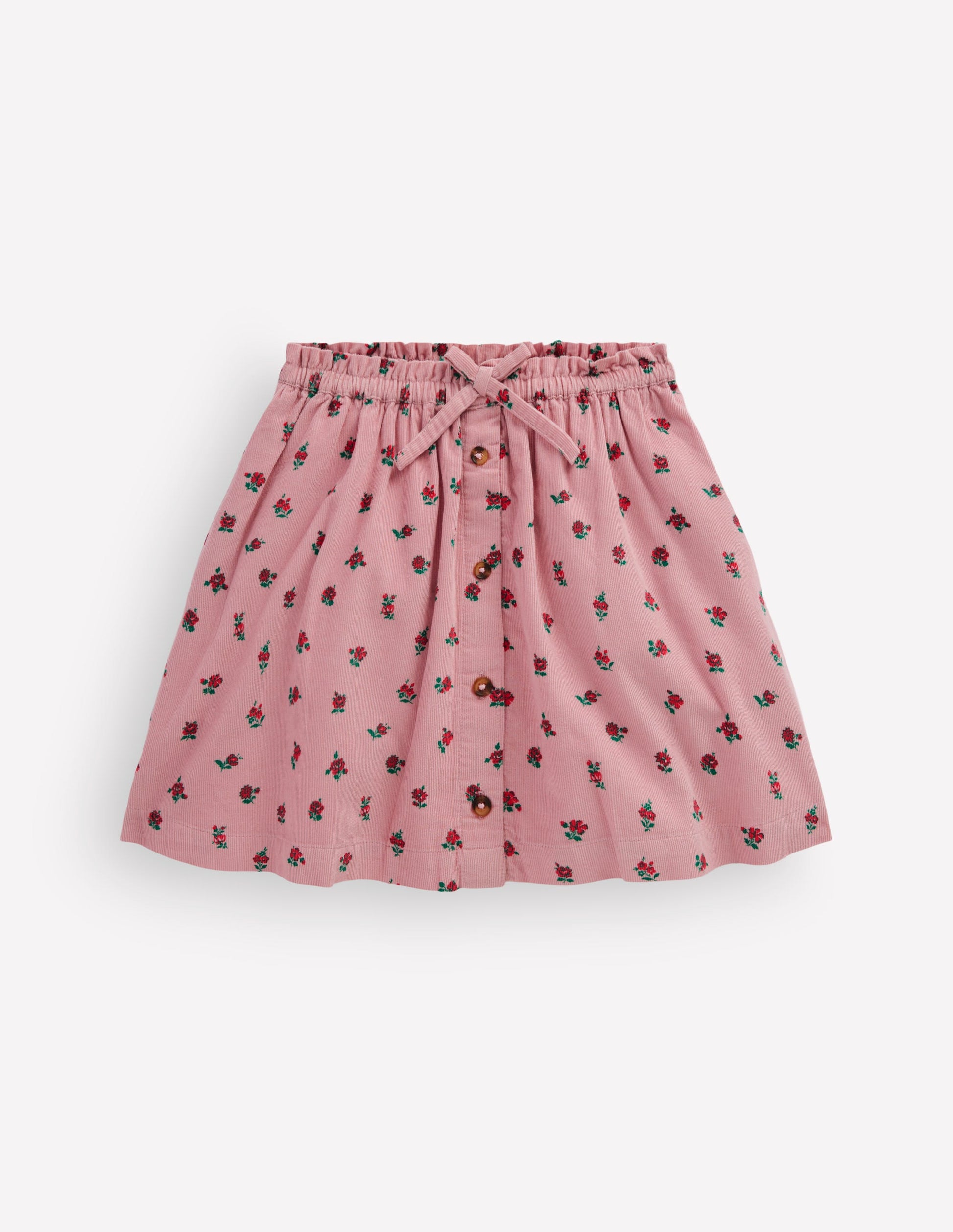 Woven Button-Through Skirt-Vintage Pink Ditsy Floral-1
