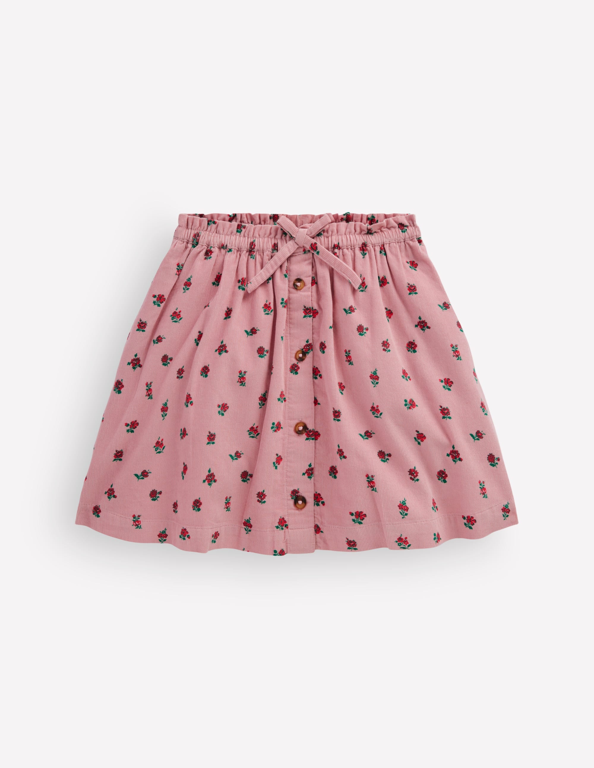 Woven Button-Through Skirt-Vintage Pink Ditsy Floral - Image 1