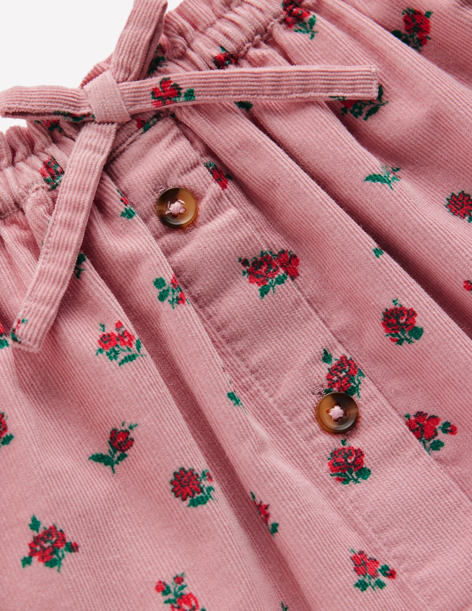 Woven Button-Through Skirt-Vintage Pink Ditsy Floral-3