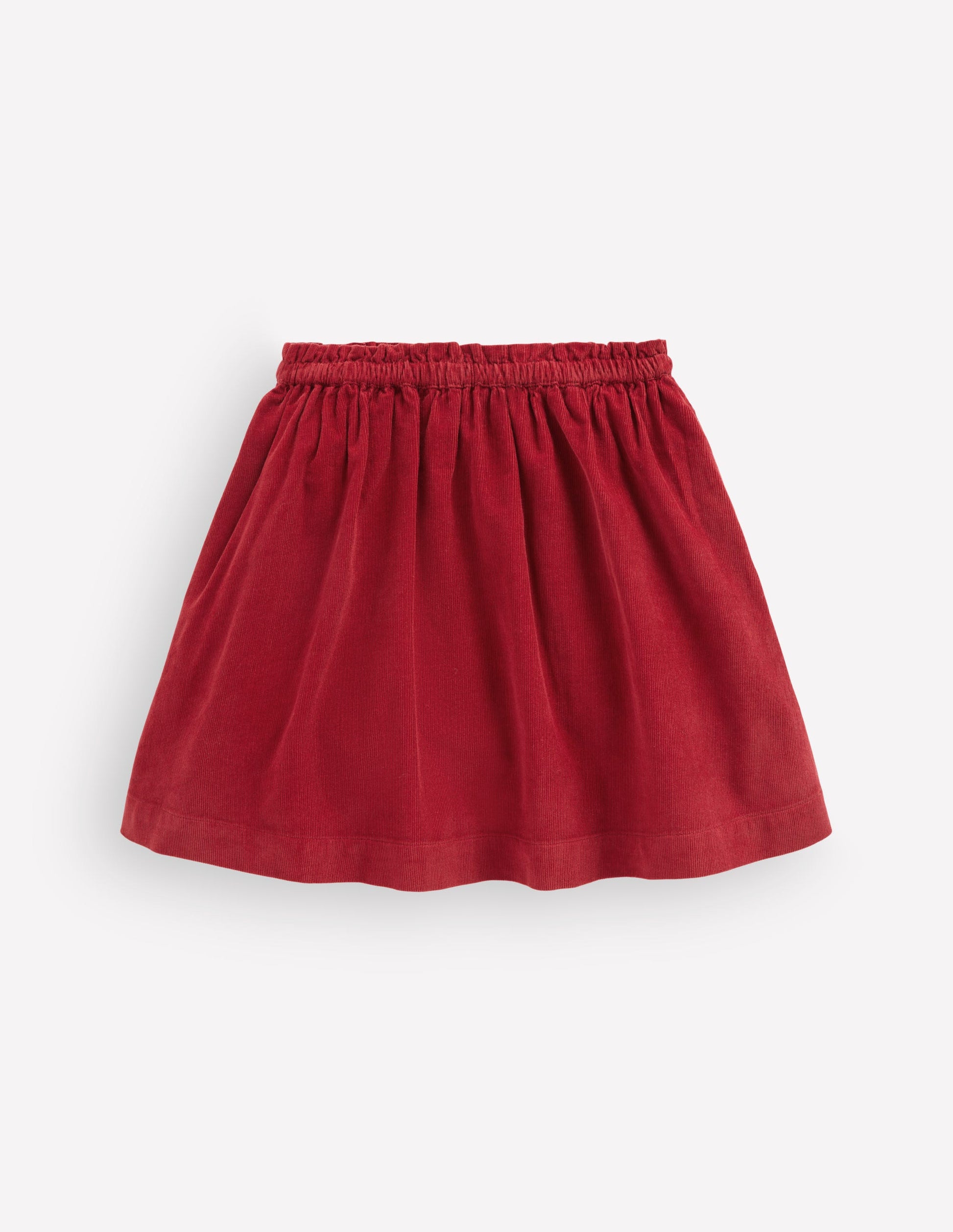 Woven Button-Through Skirt-Crimson Red Cord-2
