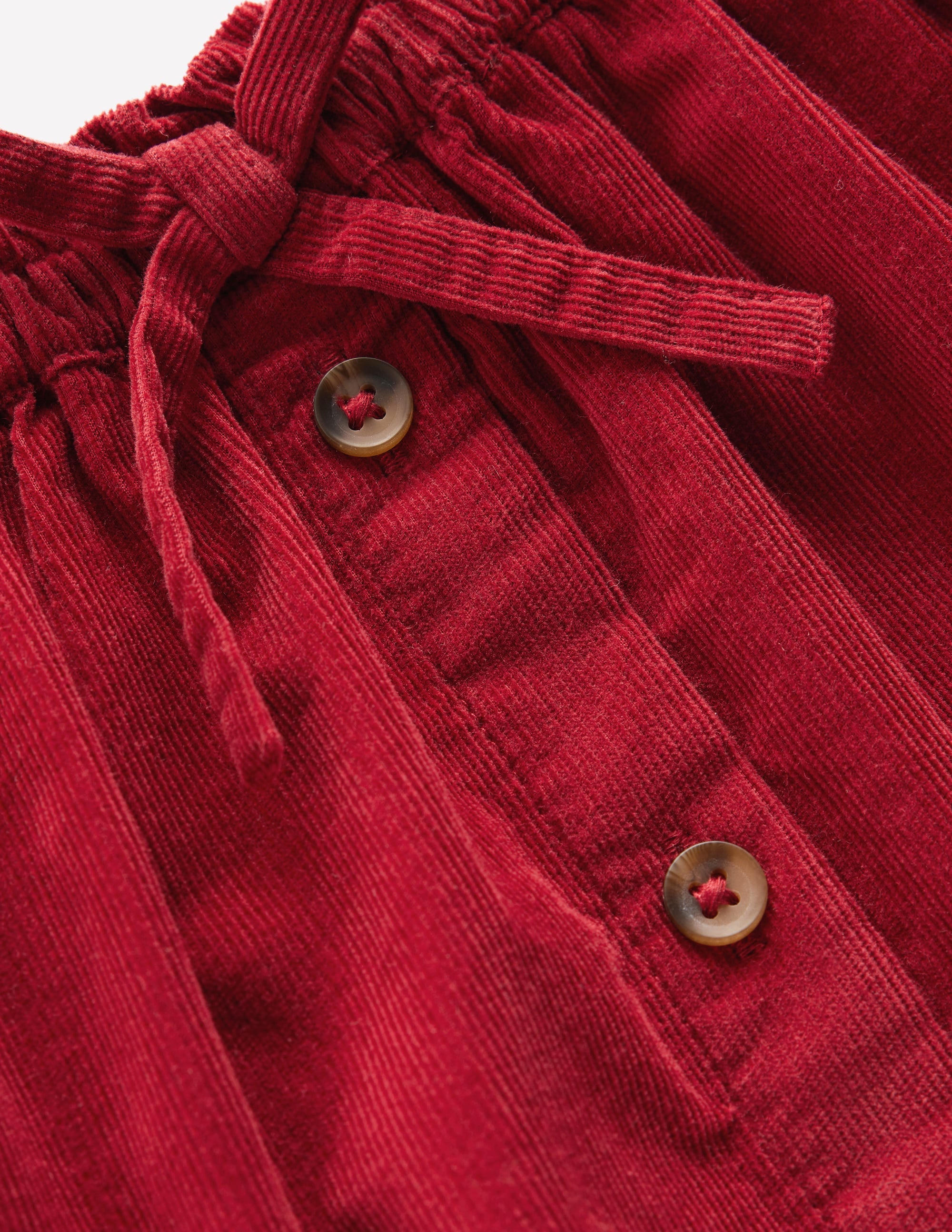 Woven Button-Through Skirt-Crimson Red Cord - Image 3