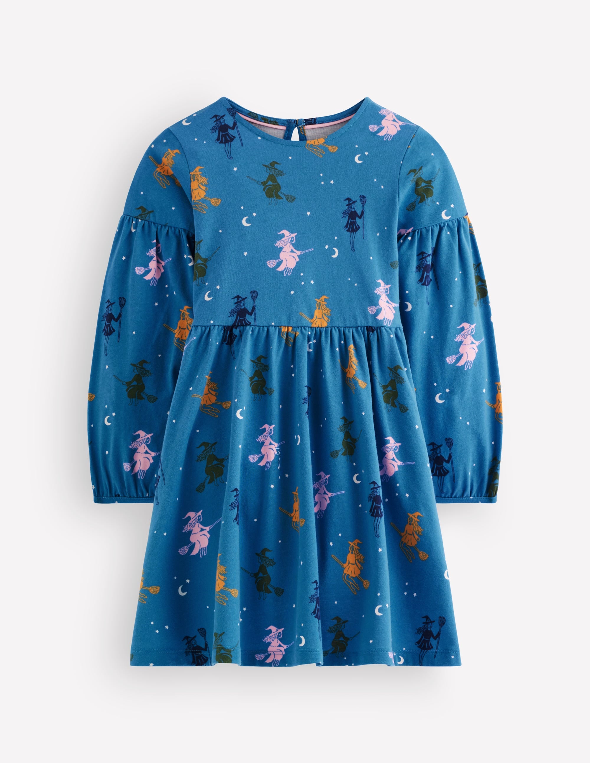 Madeline Blouson Sleeve Dress-Blue Halloween Witches - Image 4