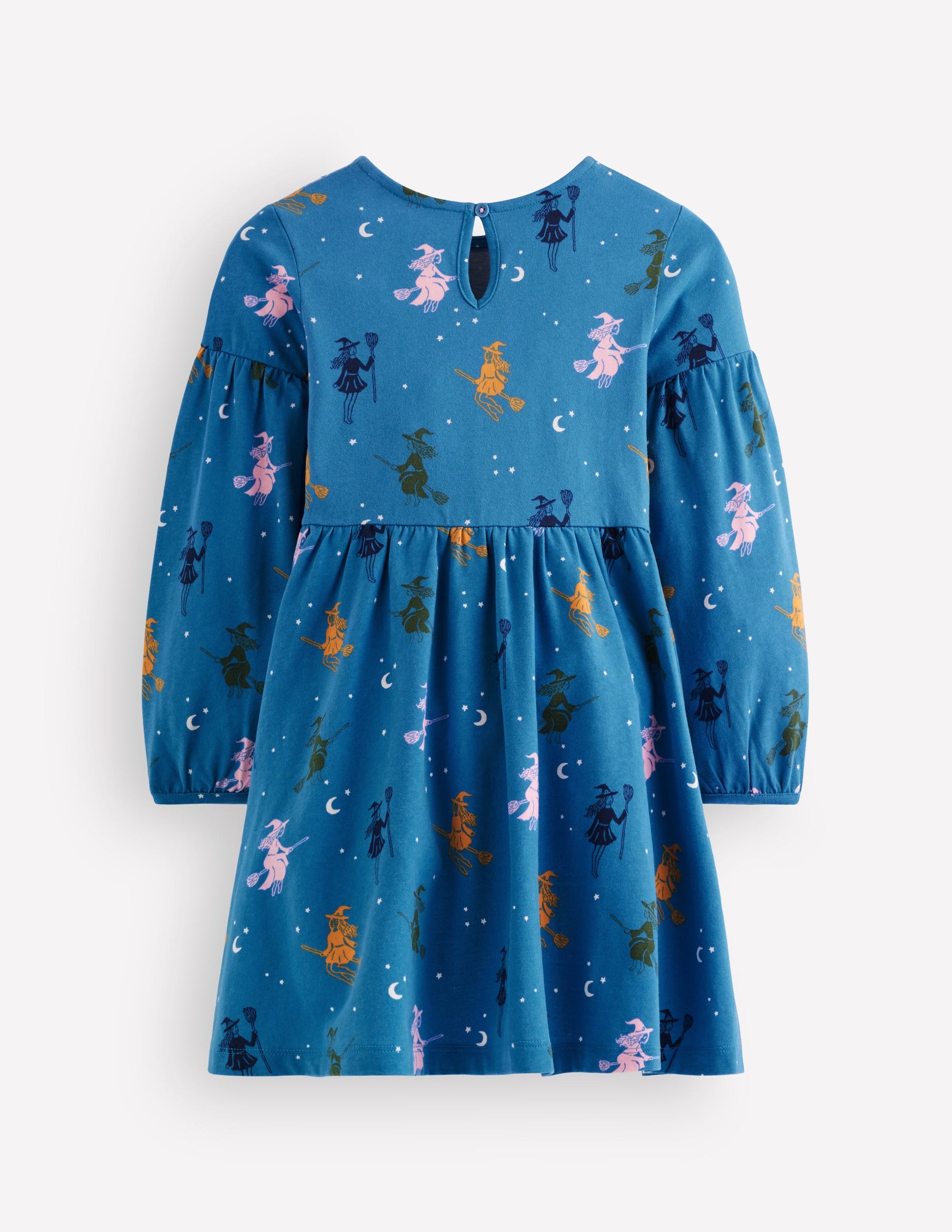 Madeline Blouson Sleeve Dress-Blue Halloween Witches-5