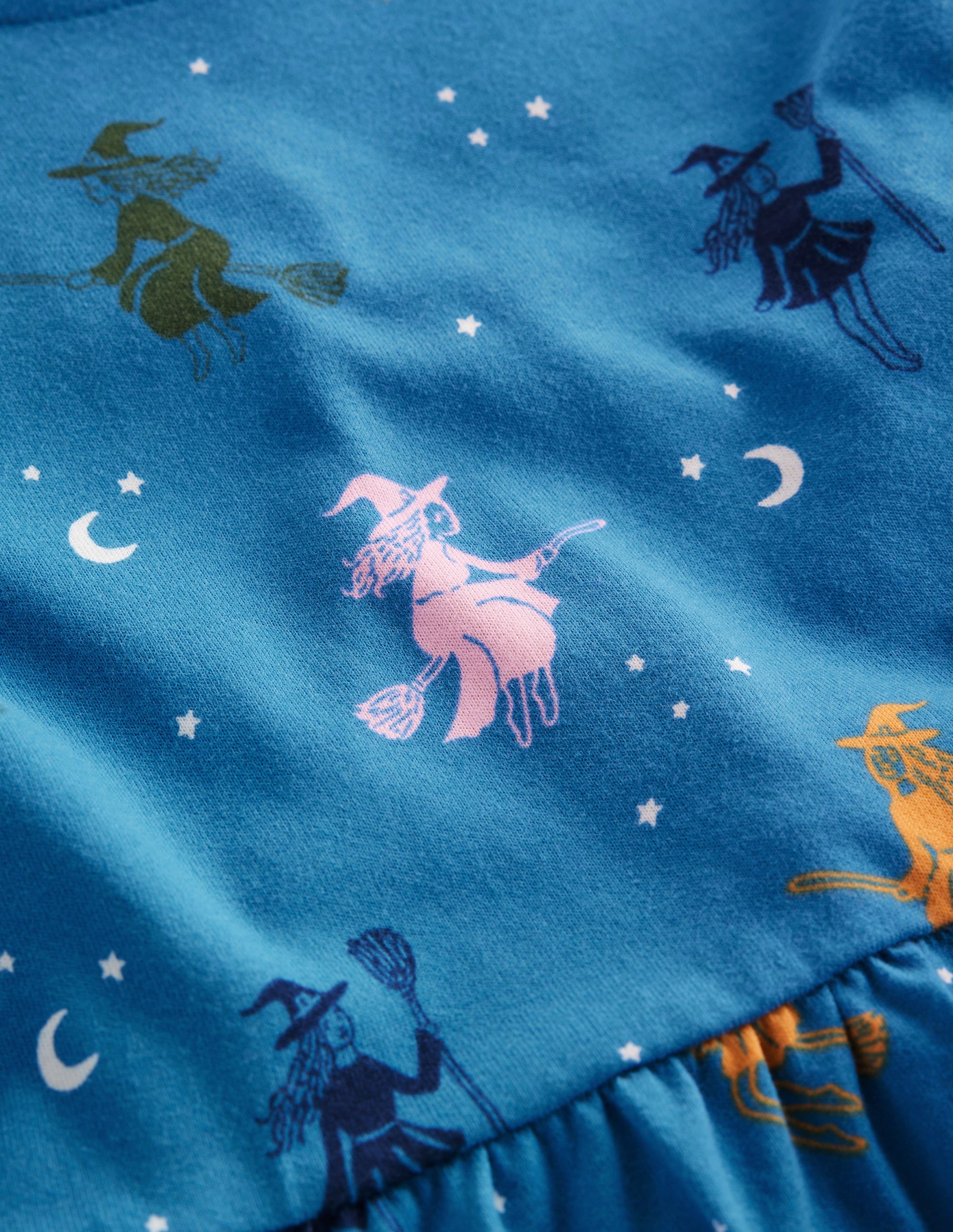 Madeline Blouson Sleeve Dress-Blue Halloween Witches-6