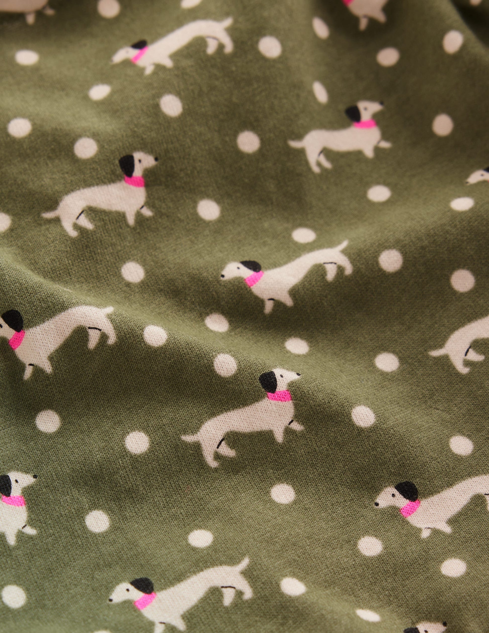 Madeline Blouson Sleeve Dress-Green Sausage Dog-3