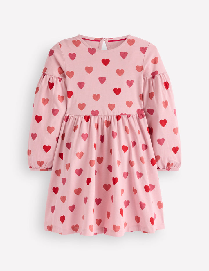 Madeline Blouson Sleeve Dress-Heart Print