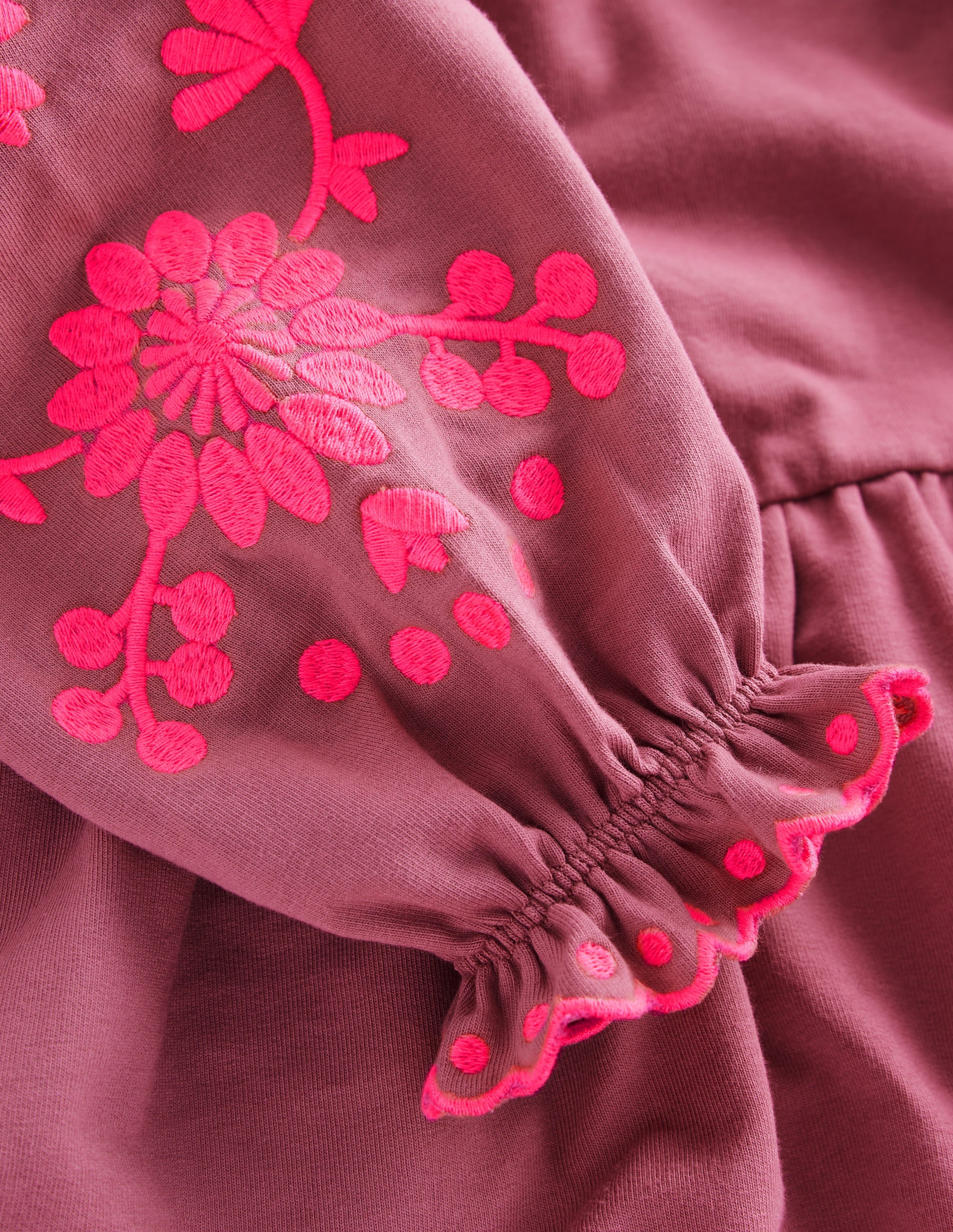 Embroidered Sleeve Dress-Spring Blossom Pink - Image 4