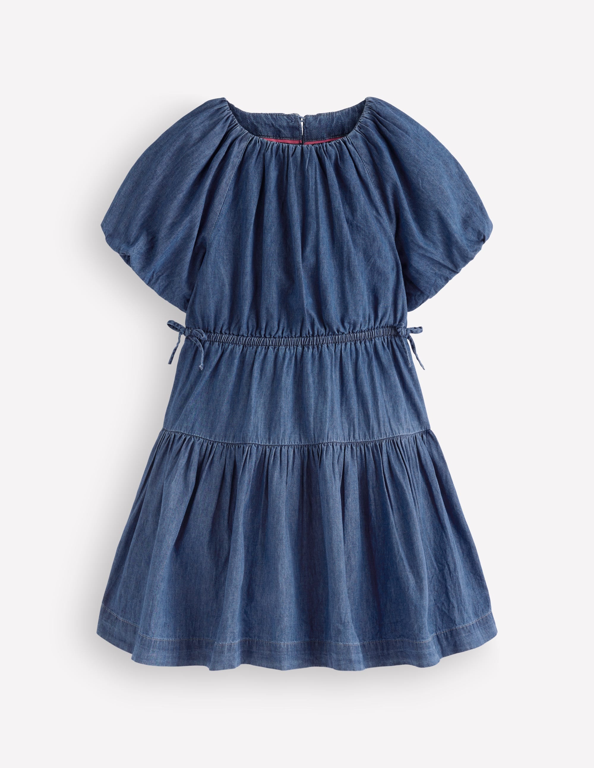 Bow Waist Woven Dress-Mid Vintage Denim - Image 2