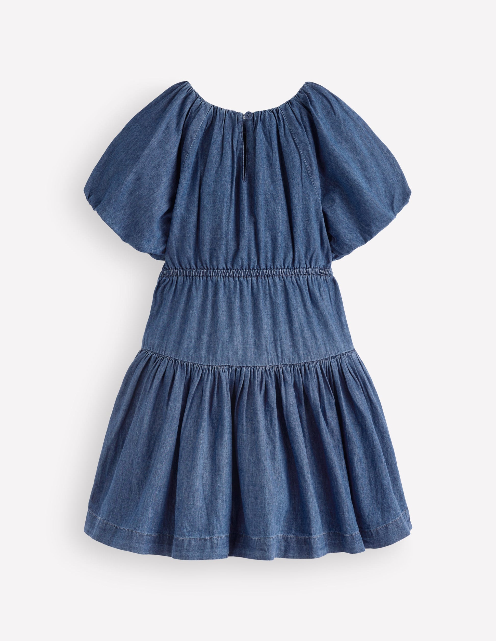 Bow Waist Woven Dress-Mid Vintage Denim-3