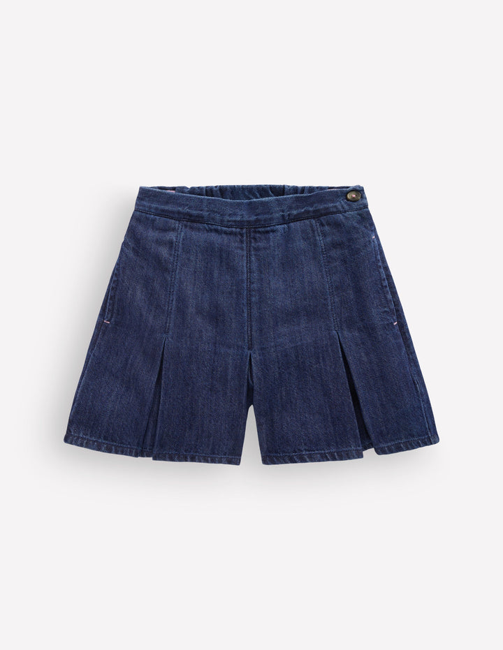 Pleated Skort-Denim