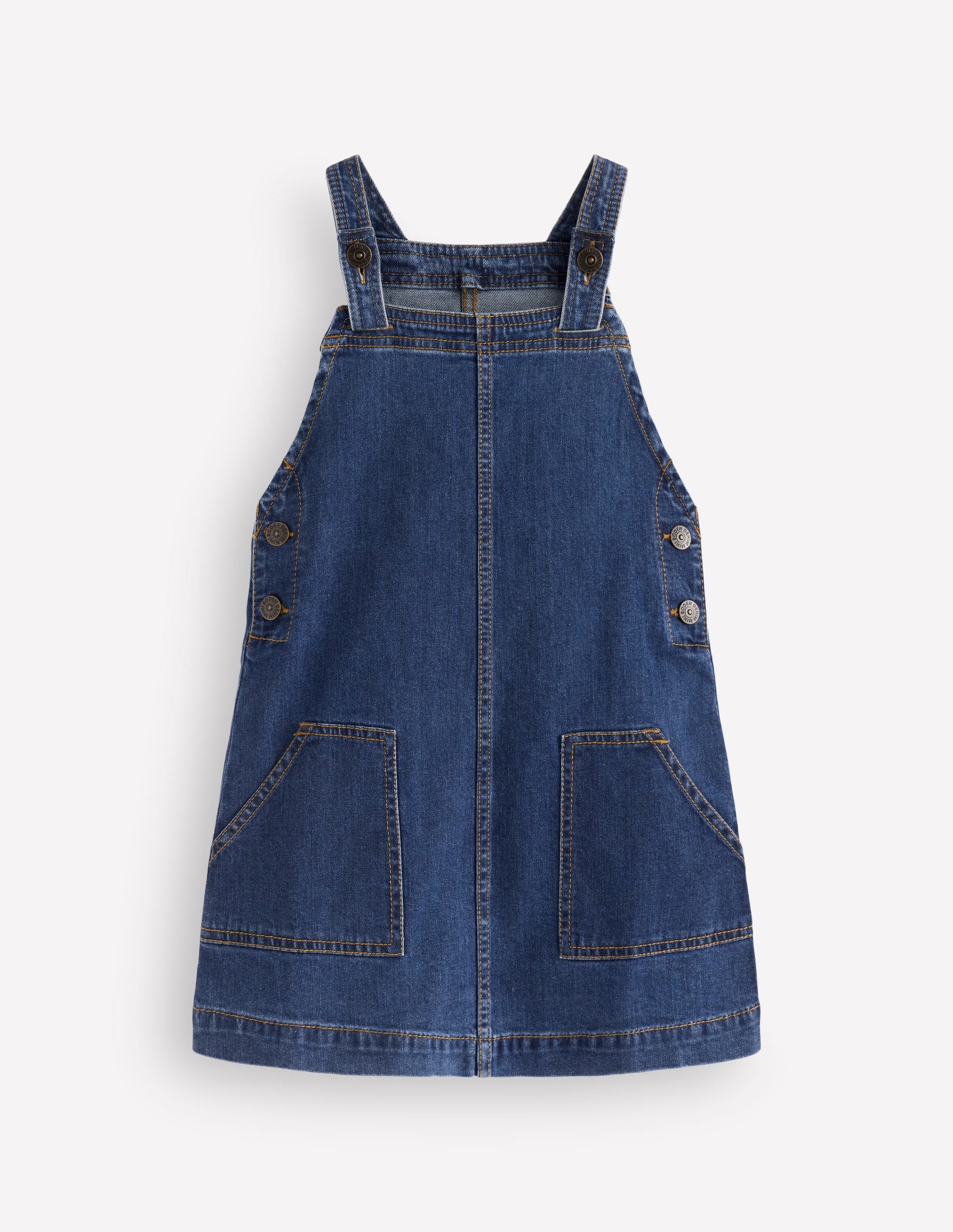 Adeline A-Line Dungaree Dress-Plain Denim-1