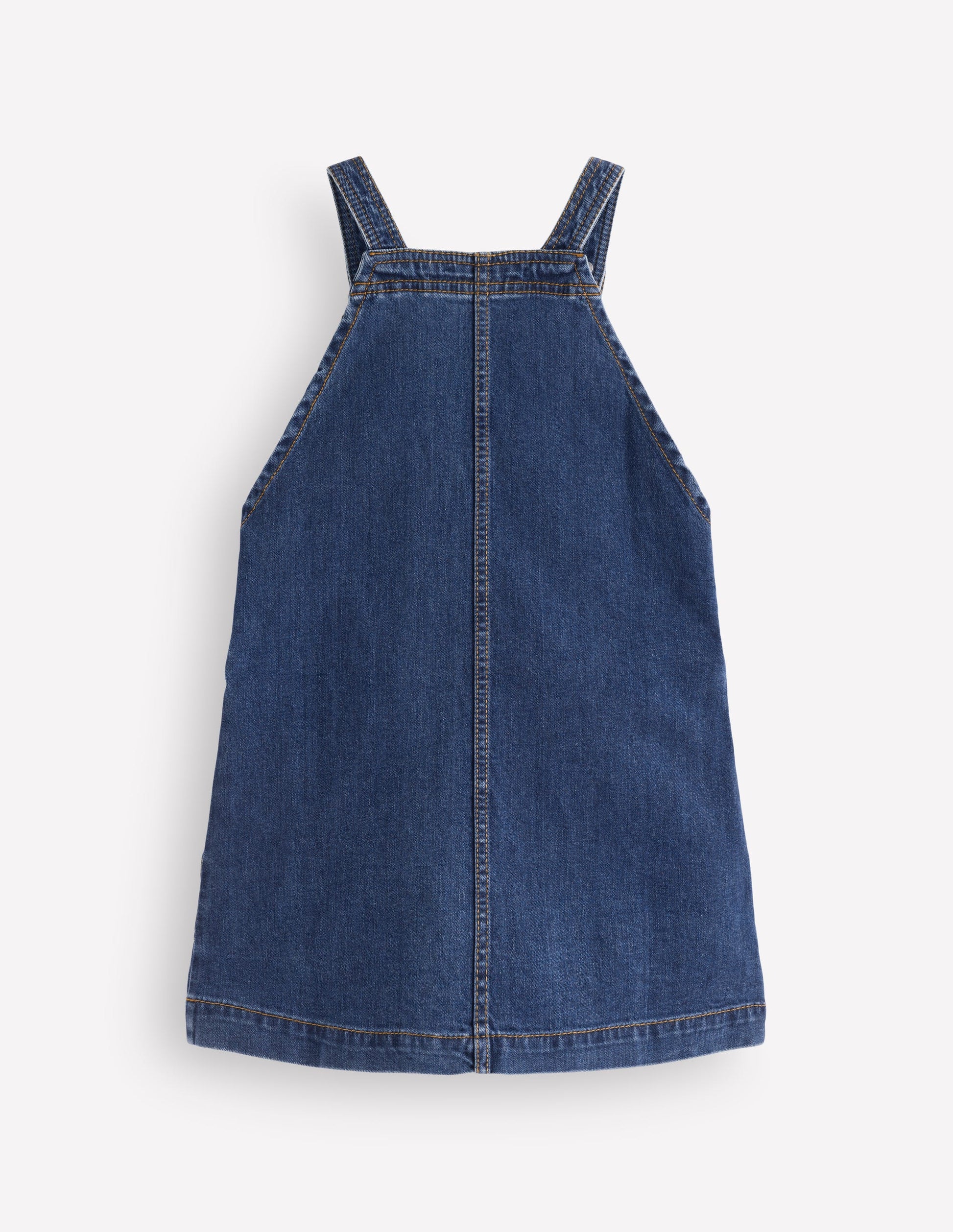 Adeline A-Line Dungaree Dress-Plain Denim-2