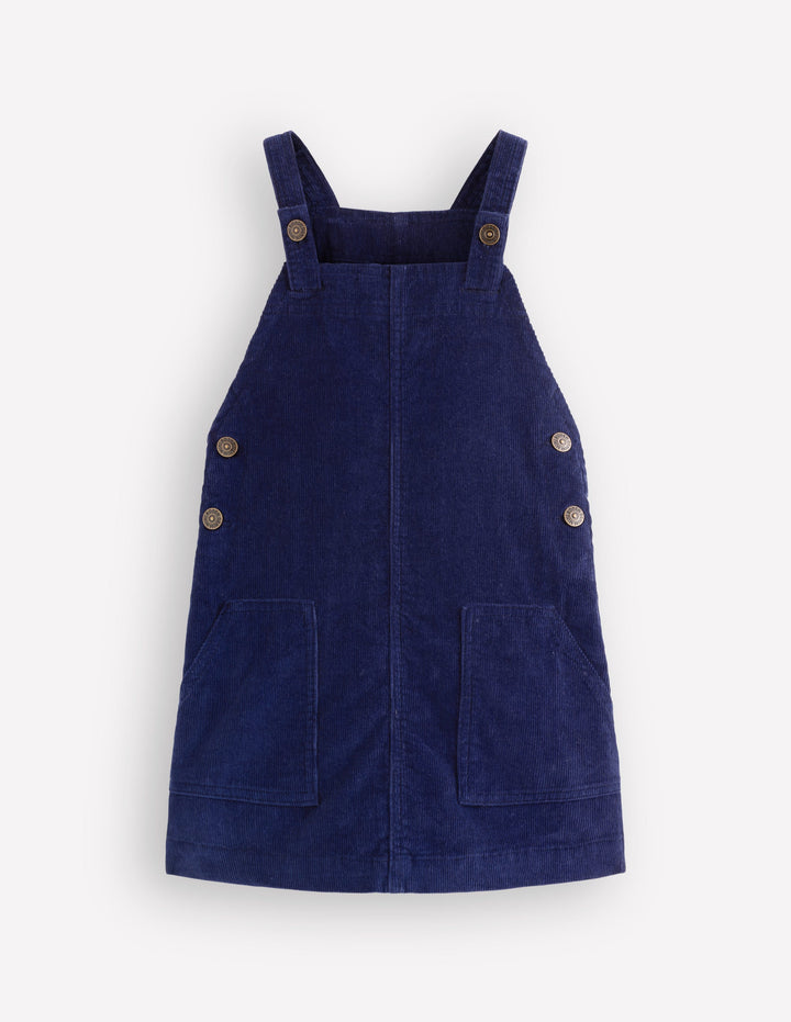 Adeline A-Line Dungarees Dress-Navy Cord